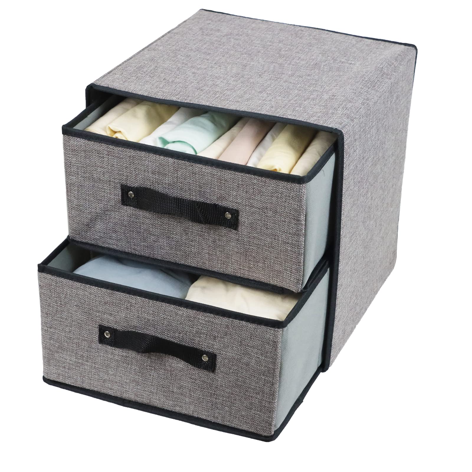 Linen Closet Organizers and Storage, Fabric Storage Drawer Organizer, Dresser Organizer with 2 Drawers for Underwear, Sock, Bra,