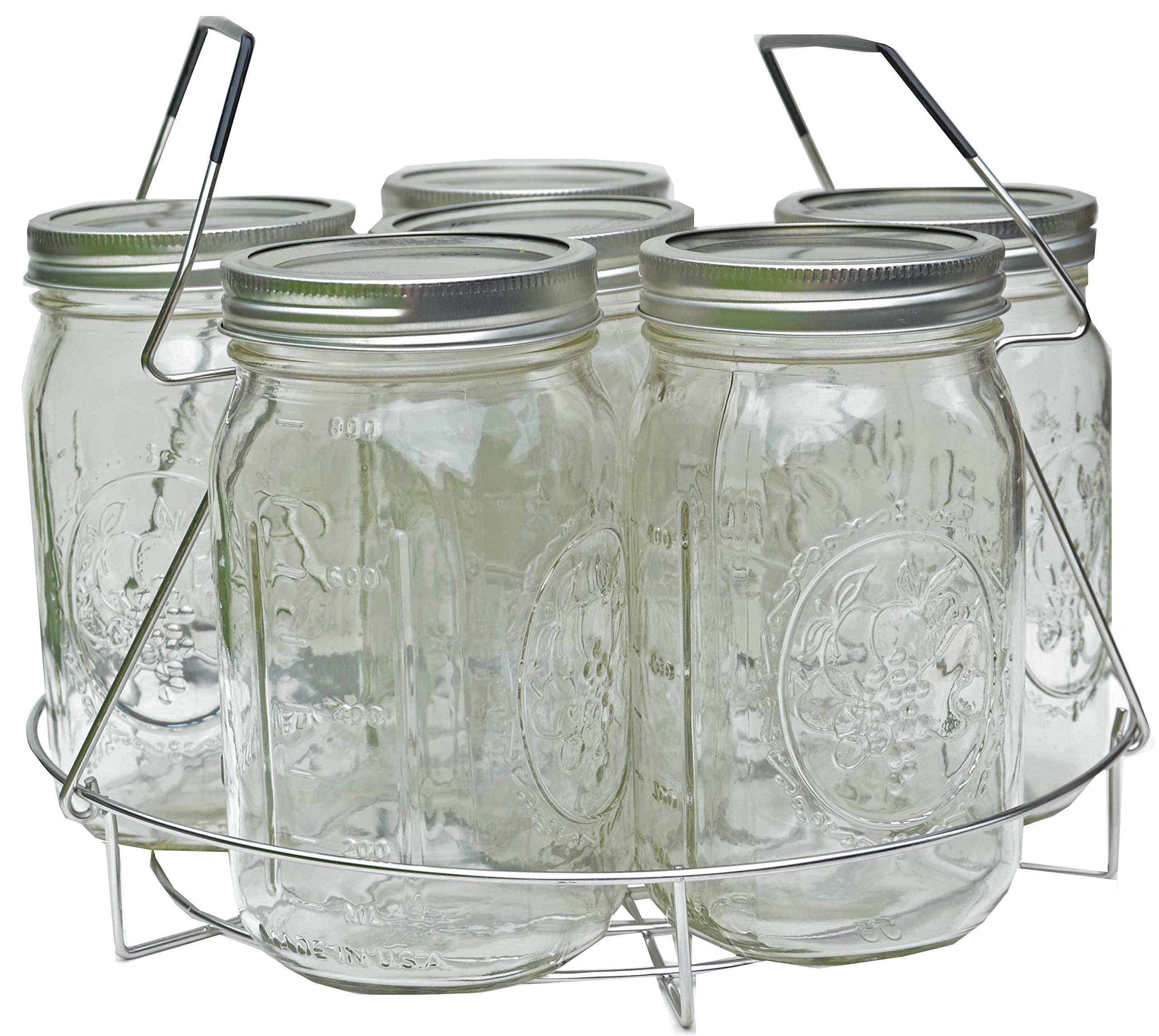 Blimber Stainless Steel Canning Rack, Contoured Comfort Grip Handles Rack, Non-Rusting Rack - Canning Becomes Easy, Fun And Safe