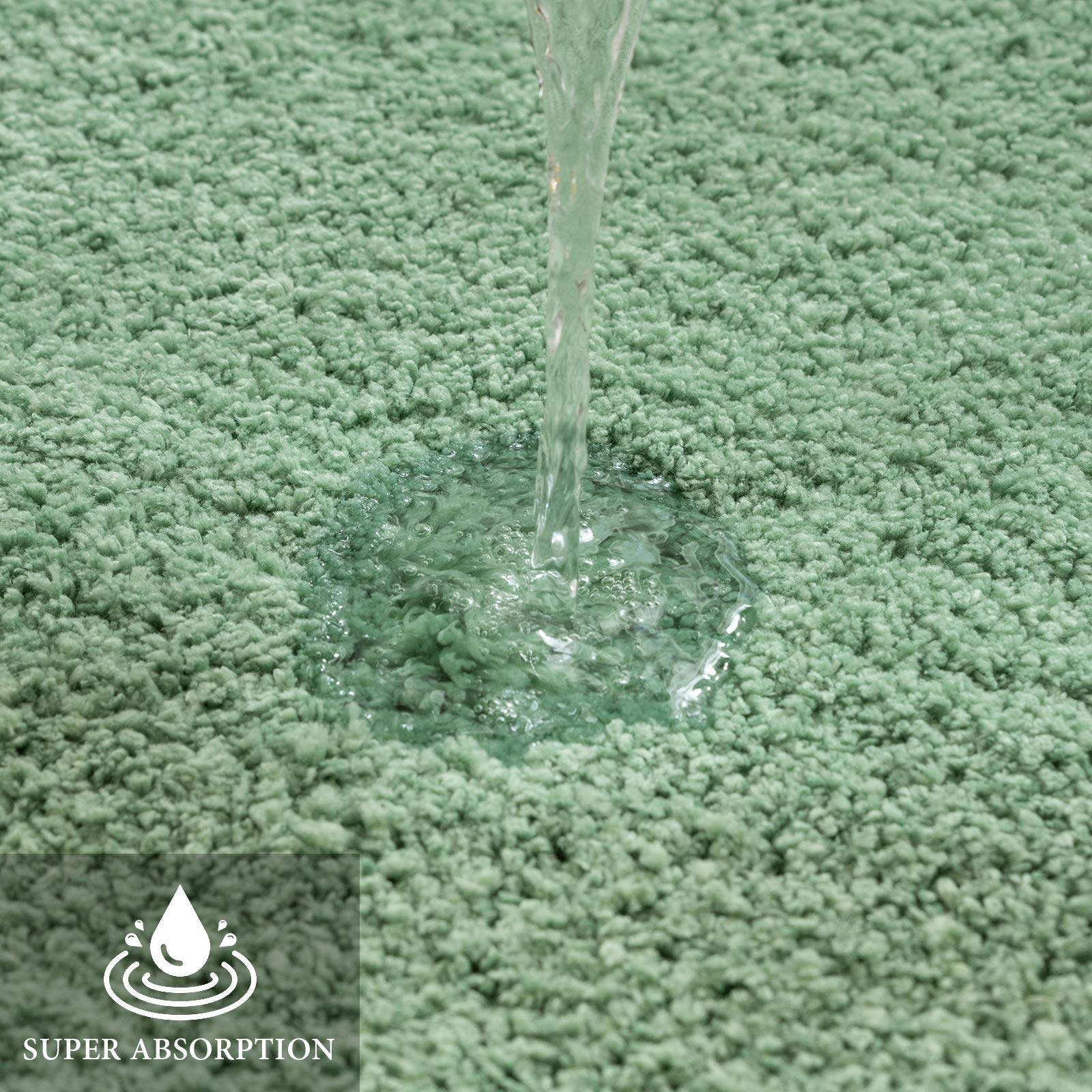 Miulee Sage Sage Green Absorbent Bath Rugs, Soft Large Bathroom Mats Non-Slip And Quick-Drying For Bathroom Floor Bathtub Shower