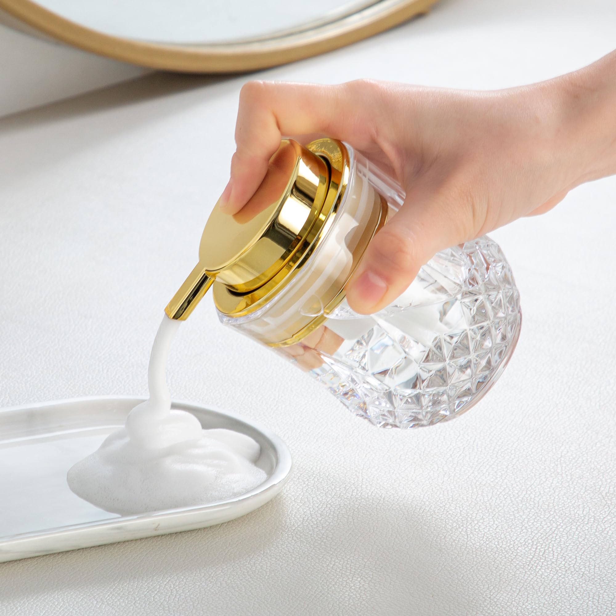 Foaming Soap Dispenser, Bathroom Hand Foam Soap Dispensers For Gold Pump,Glass Refillable Dish Soap Dispenser,Modern Home Soap D