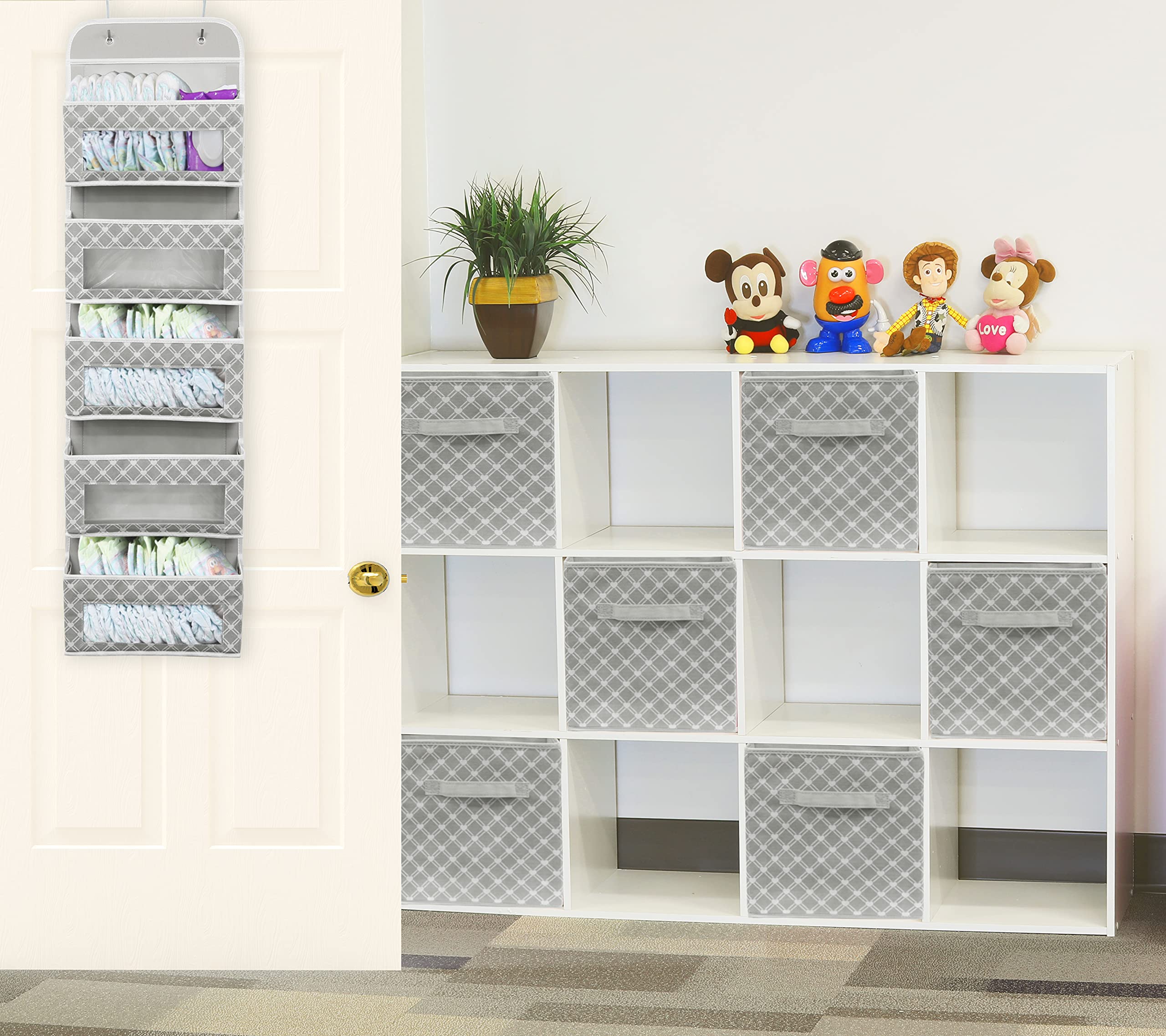 Simple Houseware Fabric Cube Storage Bins Foldable Organizer, Geometric Grey, Set Of 6