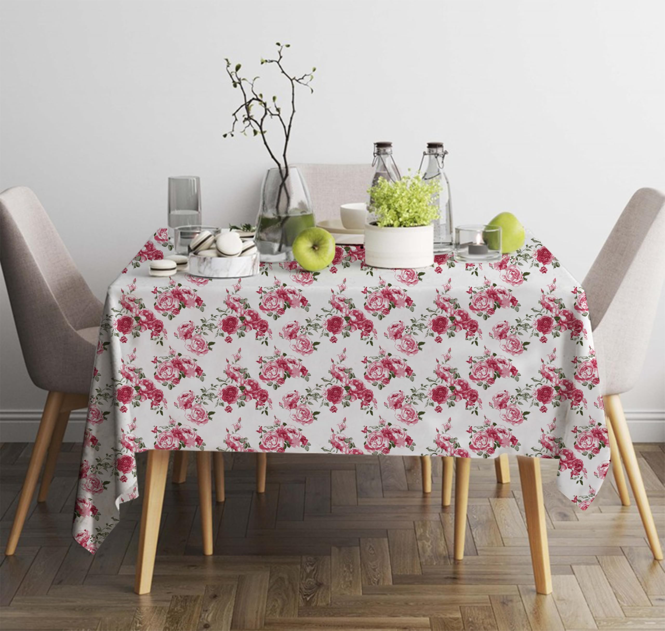 Oasis Hometex Cotton Rose Printed 40 x 40 Inch Table Cloth  T.Rose (Pack of 1)