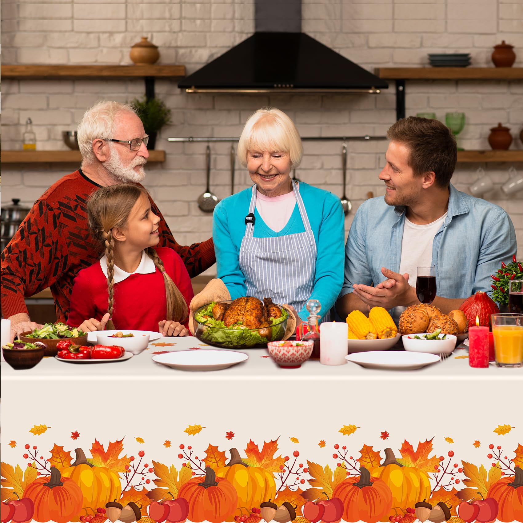 Thanksgiving Tablecloth Disposable 6 Pack, Thanksgiving Decorations for Party Fall Tablecloth Plastic Table Cover 54 x 108 Table