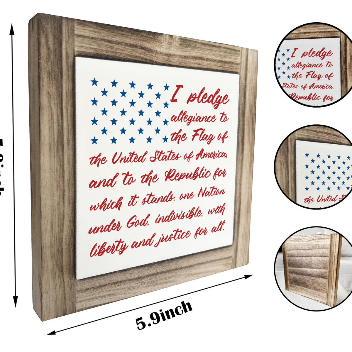 Patriotic Wood Plaque Sign, I Pledge Allegiance to the Flag of United ...
