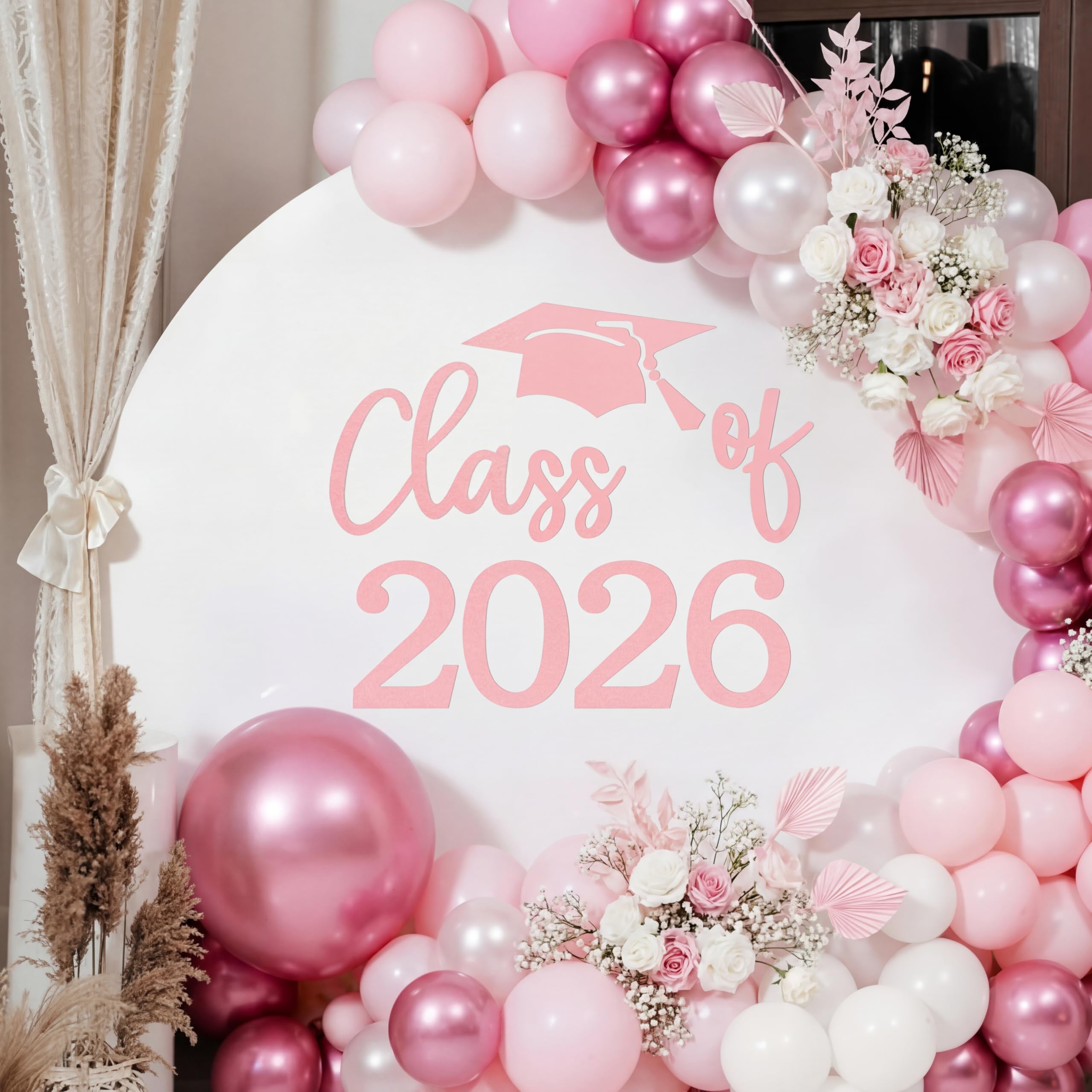Mindsoft Pink Felt Class of 2026 Sticker Sign for Backdrop Graduation Decor for Party Congrats Grad Class of 2026 Event Letter S