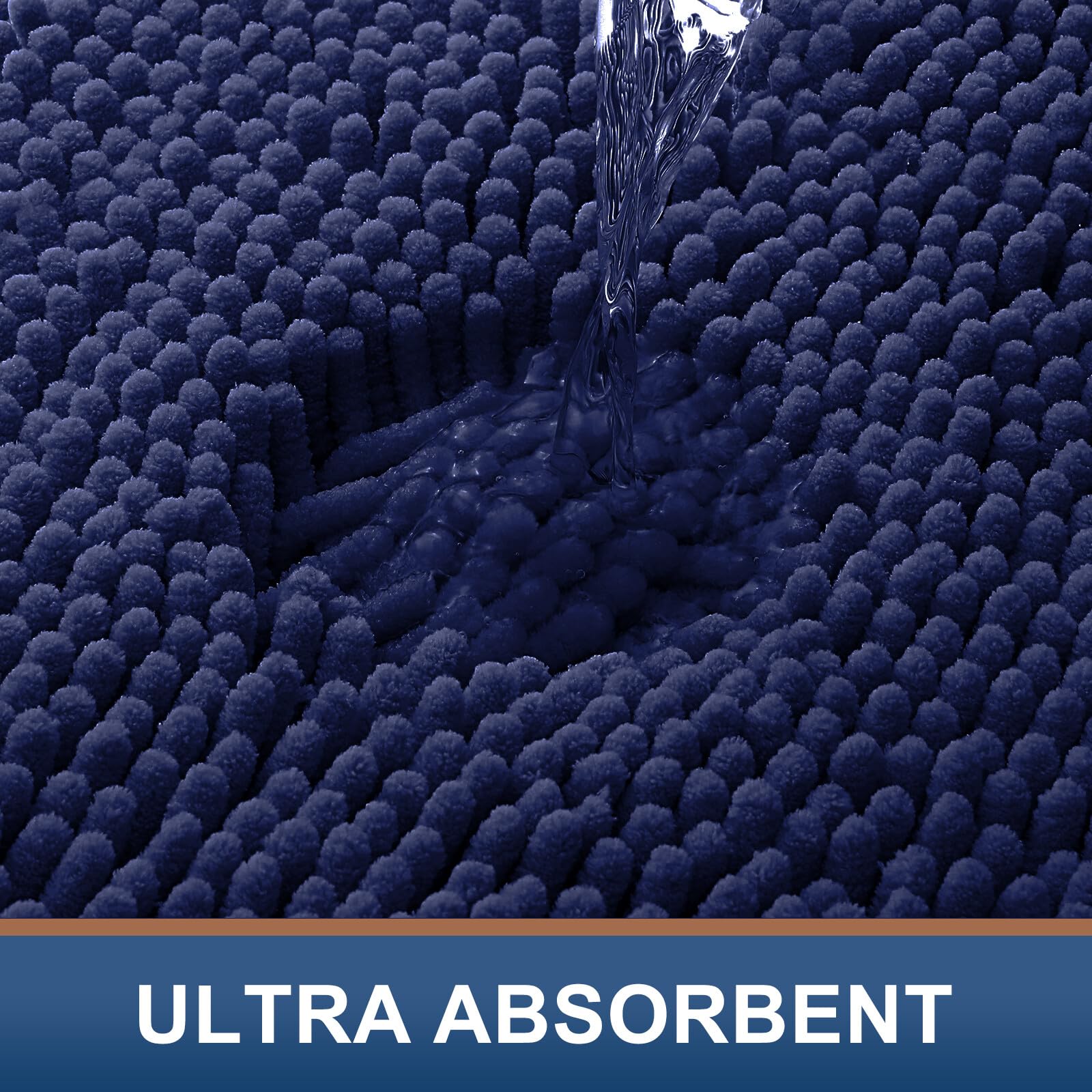 smiry Luxury Chenille Bath Rug  Extra Soft and Absorbent Shaggy Bathroom Mat Rugs  Machine Washable  Non-Slip Plush Carpet Runner for Tub  Shower  and Bath Room (59''x20''  Navy Blue)