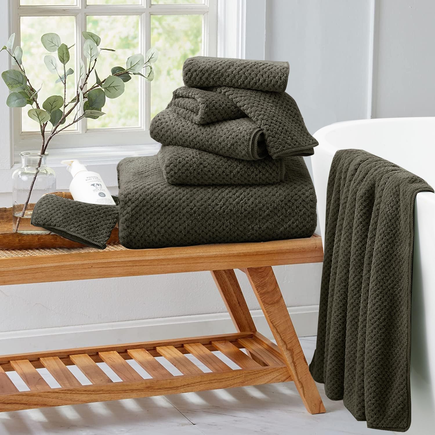 8 Piece Bathroom Towel Set Brown |2 Oversized Large Bath Towels Sheet,2 Hand Towels And 4 Washcloths| 600Gsm Ultra Soft Luxury P