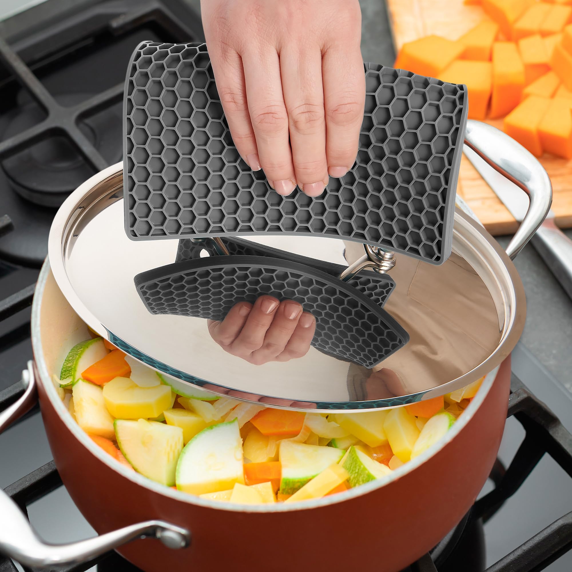 Mrs. Andersons Baking Silicone Honeycomb Trivet, Non-Stick, Non-Scratch, Non-Skid, Heat Safe, Blueberry Blue