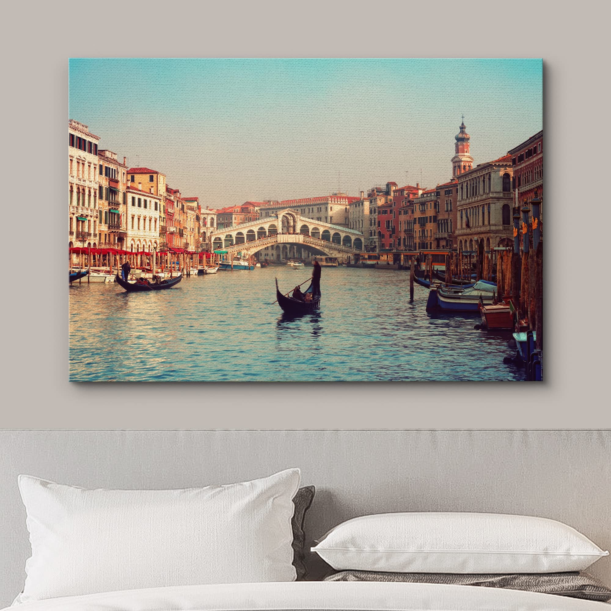 Wall26 - Canvas Prints Wall Art - Rialto Bridge And Gondolas In Venice. | Modern Wall Decor/Home Decoration Stretched Gallery Ca