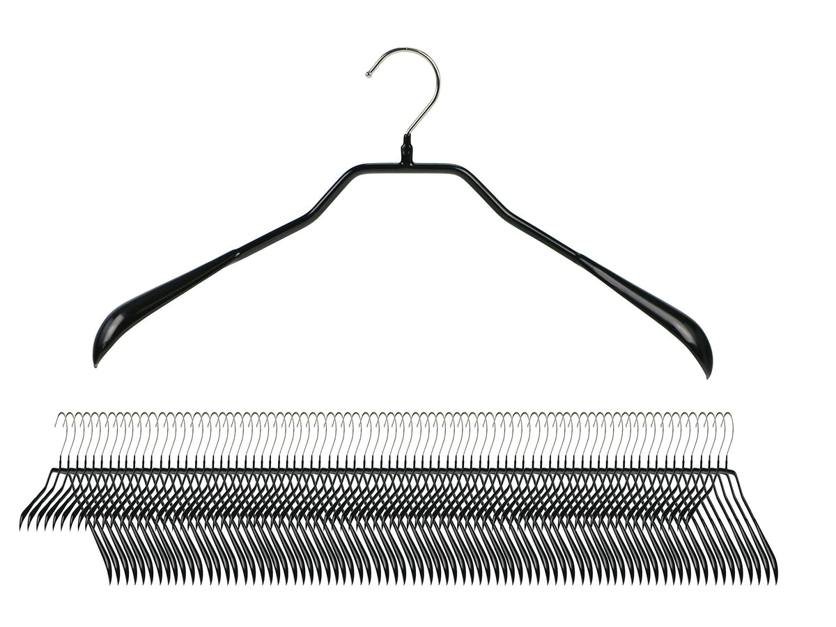 Mawa By Reston Lloyd, Non-Slip Steel Suit/Jacket Hanger, Wide Supportive Sholders With Rotating Hook, Black, Set Of 150