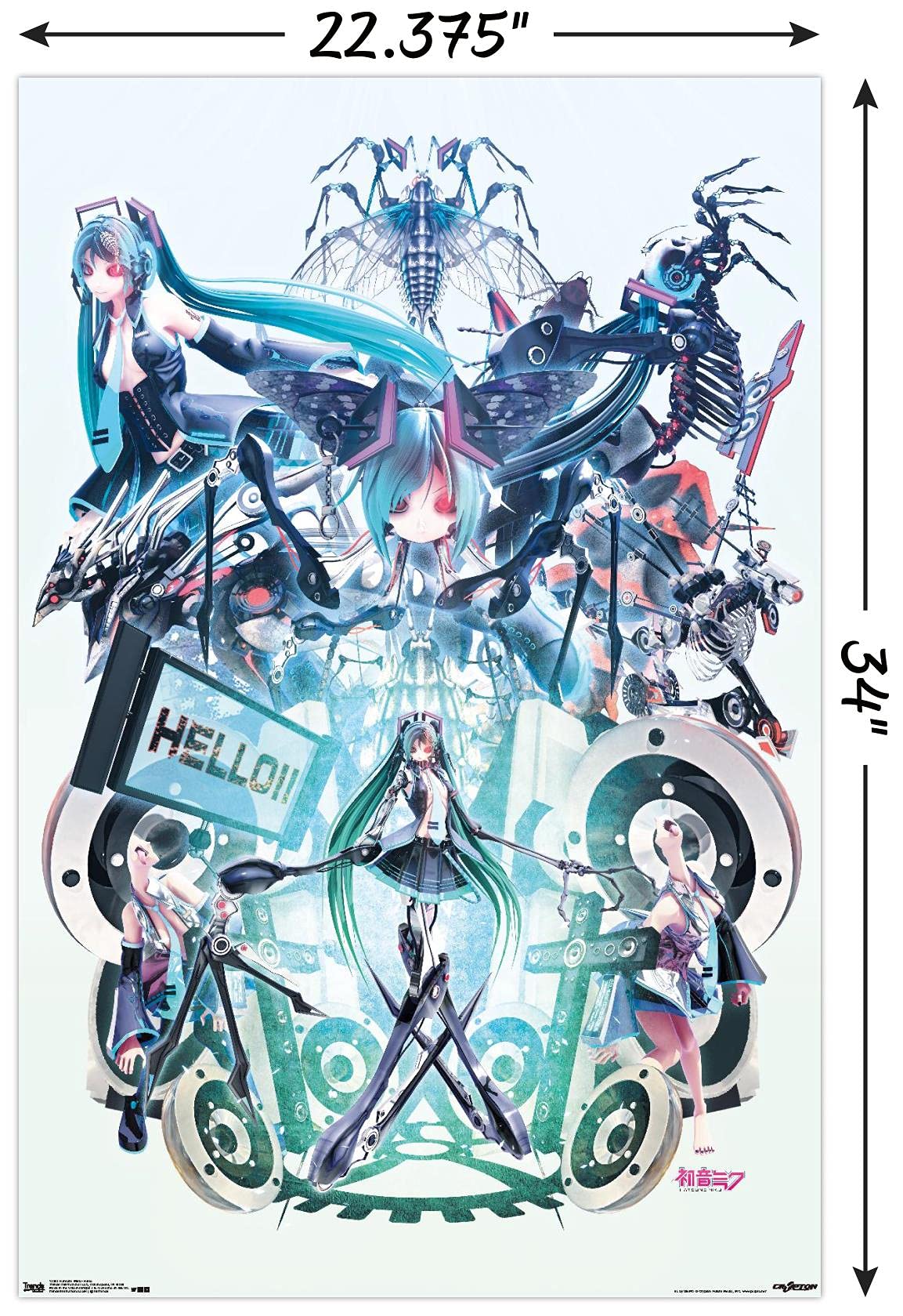 Trends International Hatsune Miku - Hello Wall Poster, 22.375'' X 34'', Unframed Version