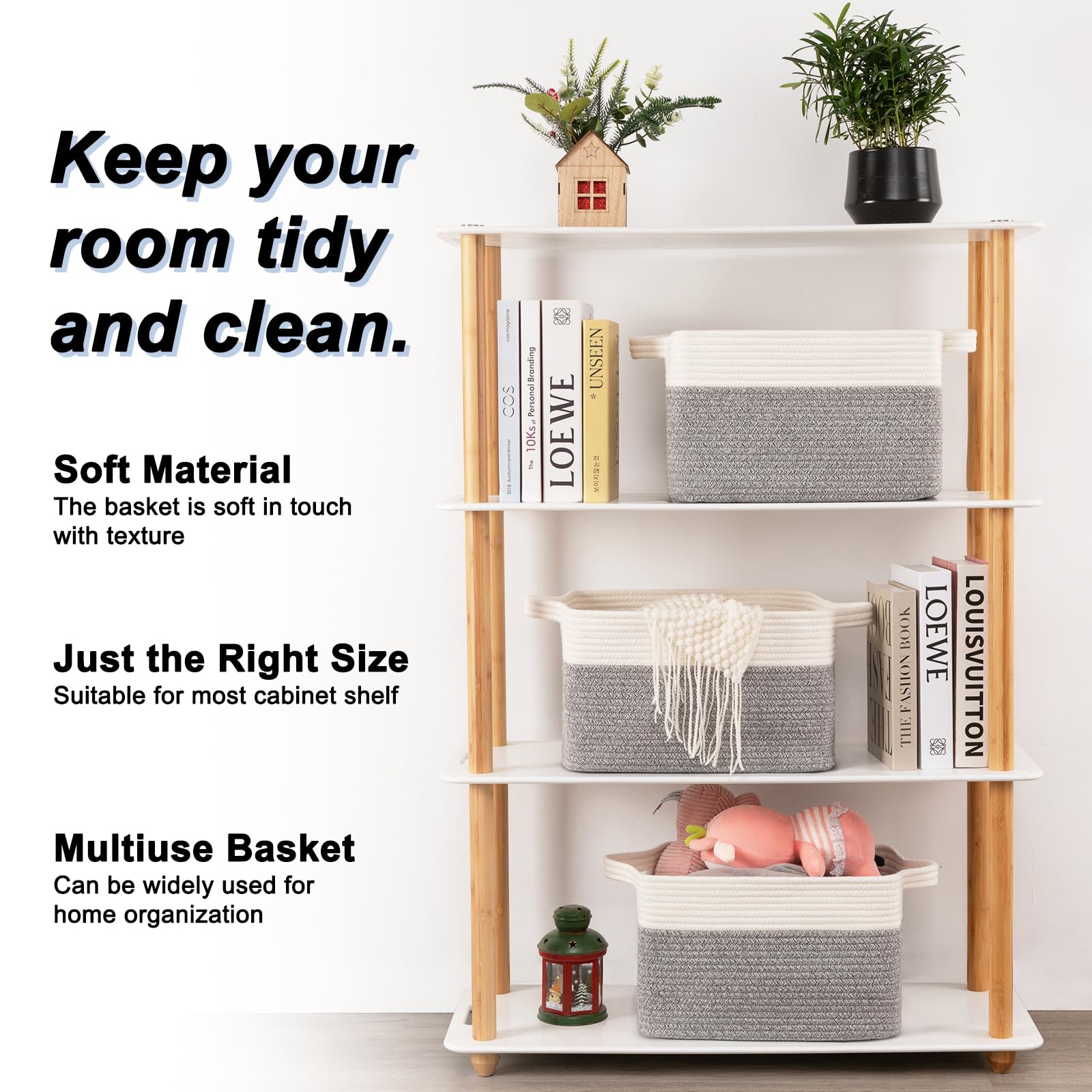 Oiahomy 3 Pack Storage Basket For Organizing, 15''X10''X9'' Storage Bins,Woven Basket Basket With Handles, Toy Storage Basket Bi