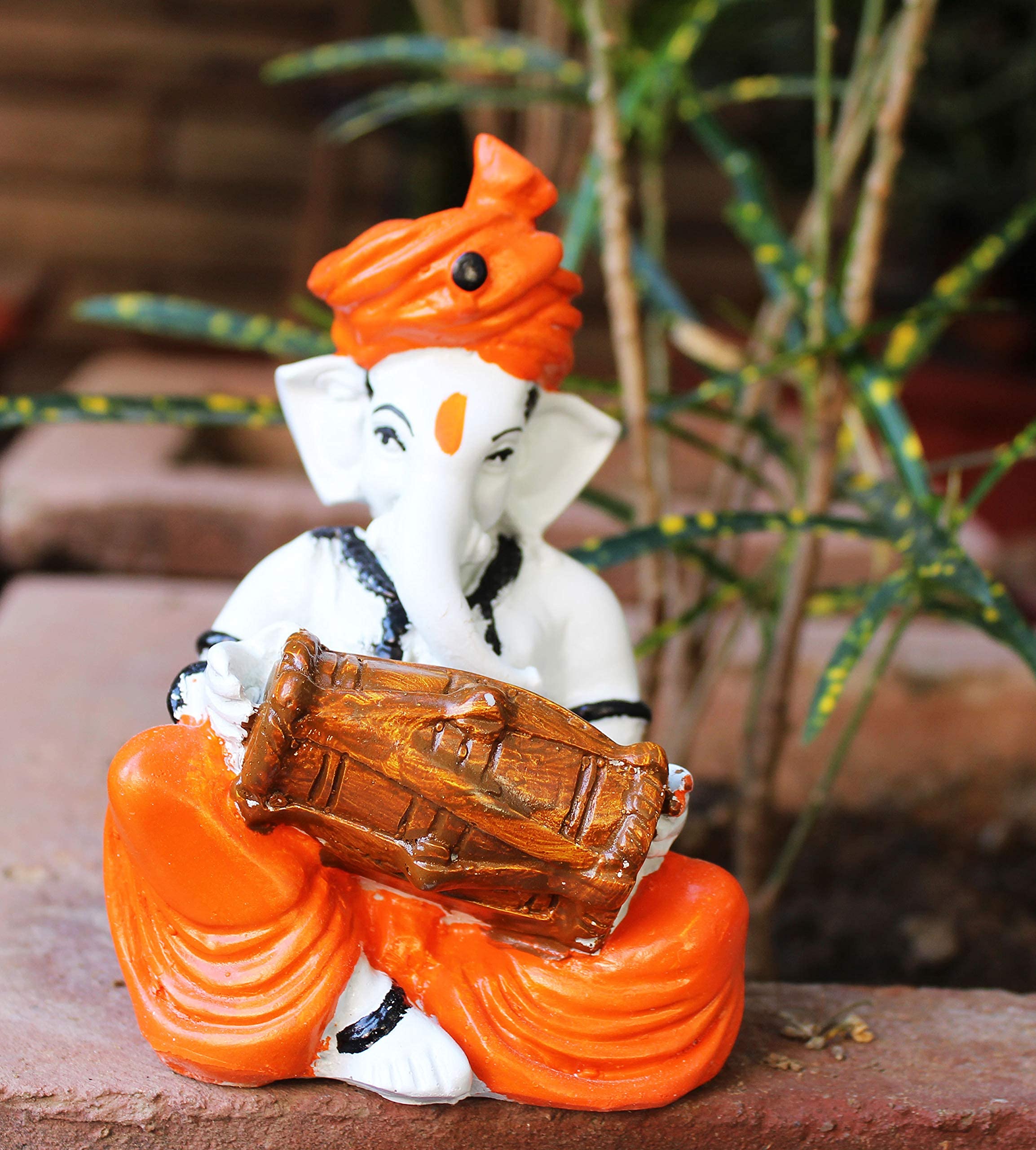 Nrson Handcrafted Lord Ganesh Play Dholak Statue Ganesha Ganpati Ji Idol Murti For Pooja,Gift, Office Desk& Home Decor,Table Dec