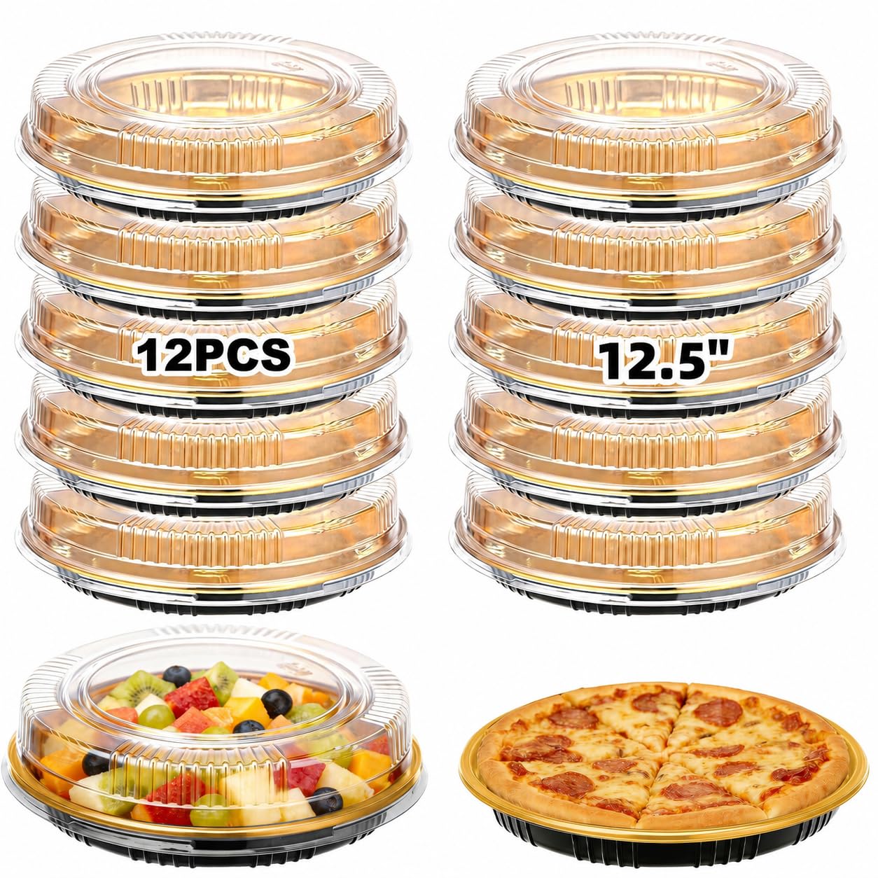 MEPIG 12 Pcs 12.5 Disposable Pie Containers with Clear Lids, 2.4 H