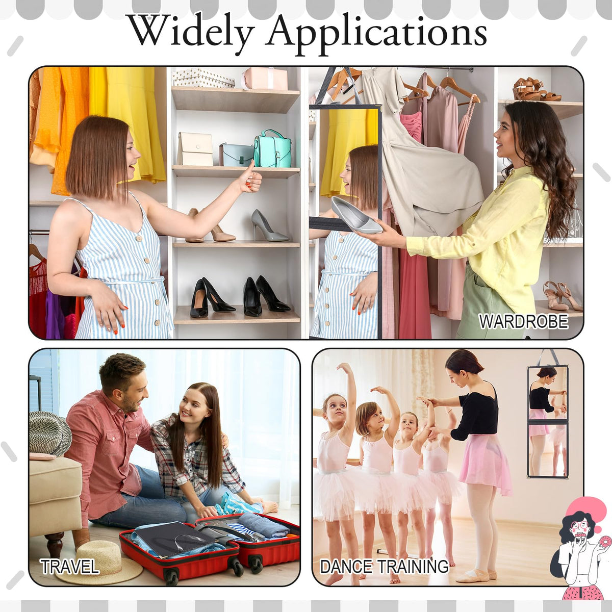 Foldable Backstage Mirror With Handle Leather Folding Hanging Mirror ...