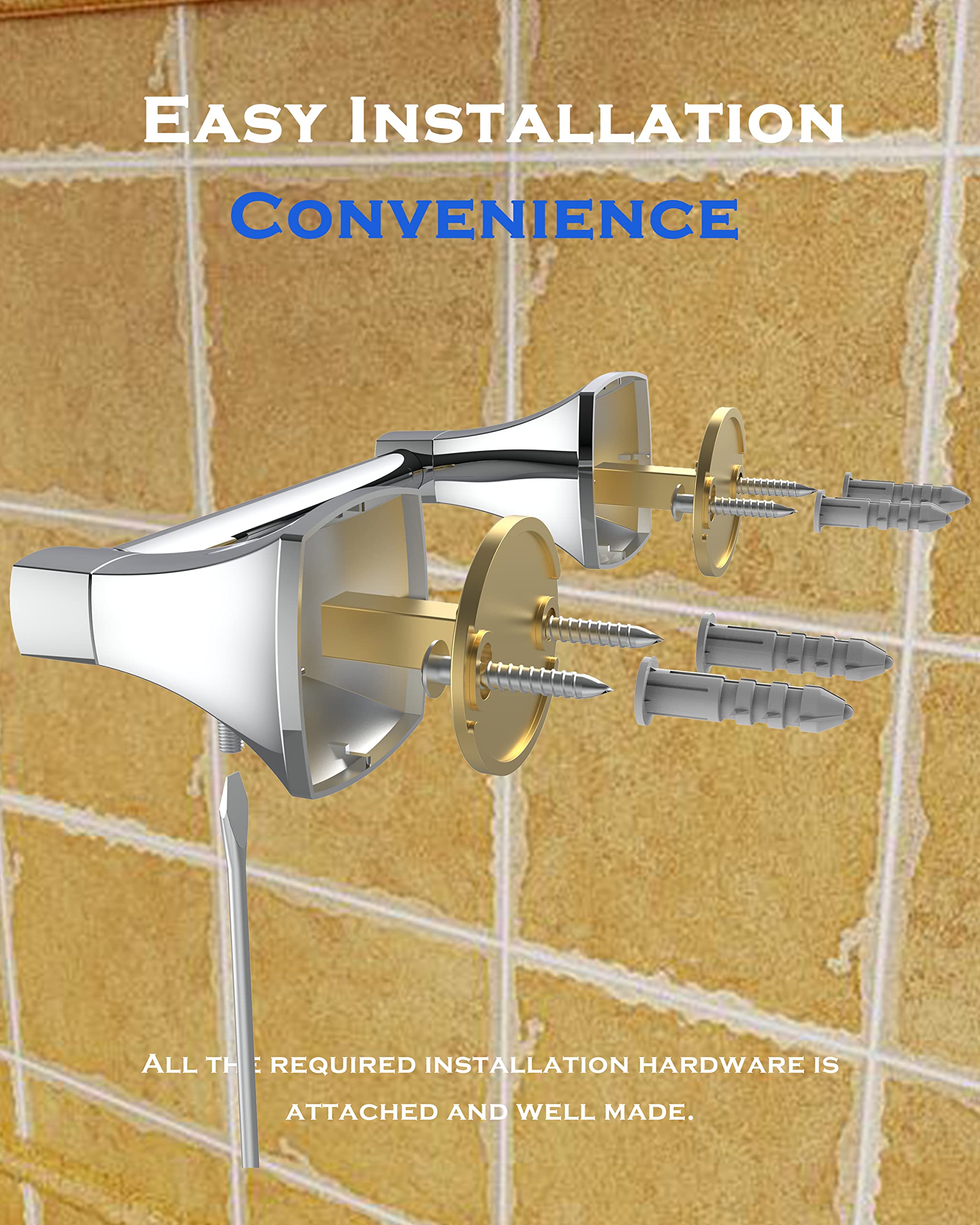 WZRUA Polished Chrome Toilet Paper Holder Bathroom Double Post Pivoting Tissue Roll Holder Stainless Steel and Zinc Alloy Wall Mount