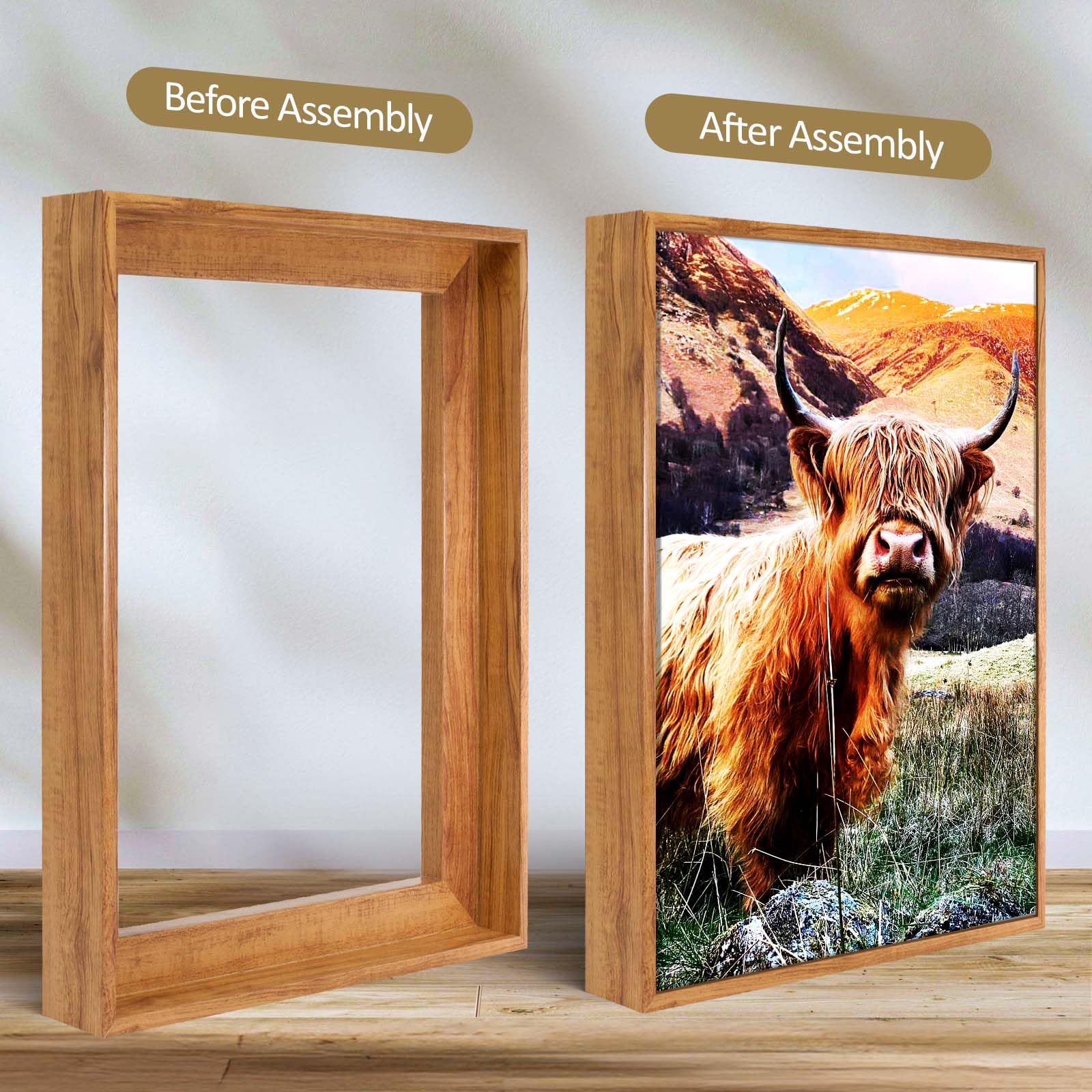 Sunwes Canvas Floater Frames, Canvas Floating Frame Canvas Frame Wall Art Decor For 1 1/4 Inches Deeps Custom Size Finished Remo