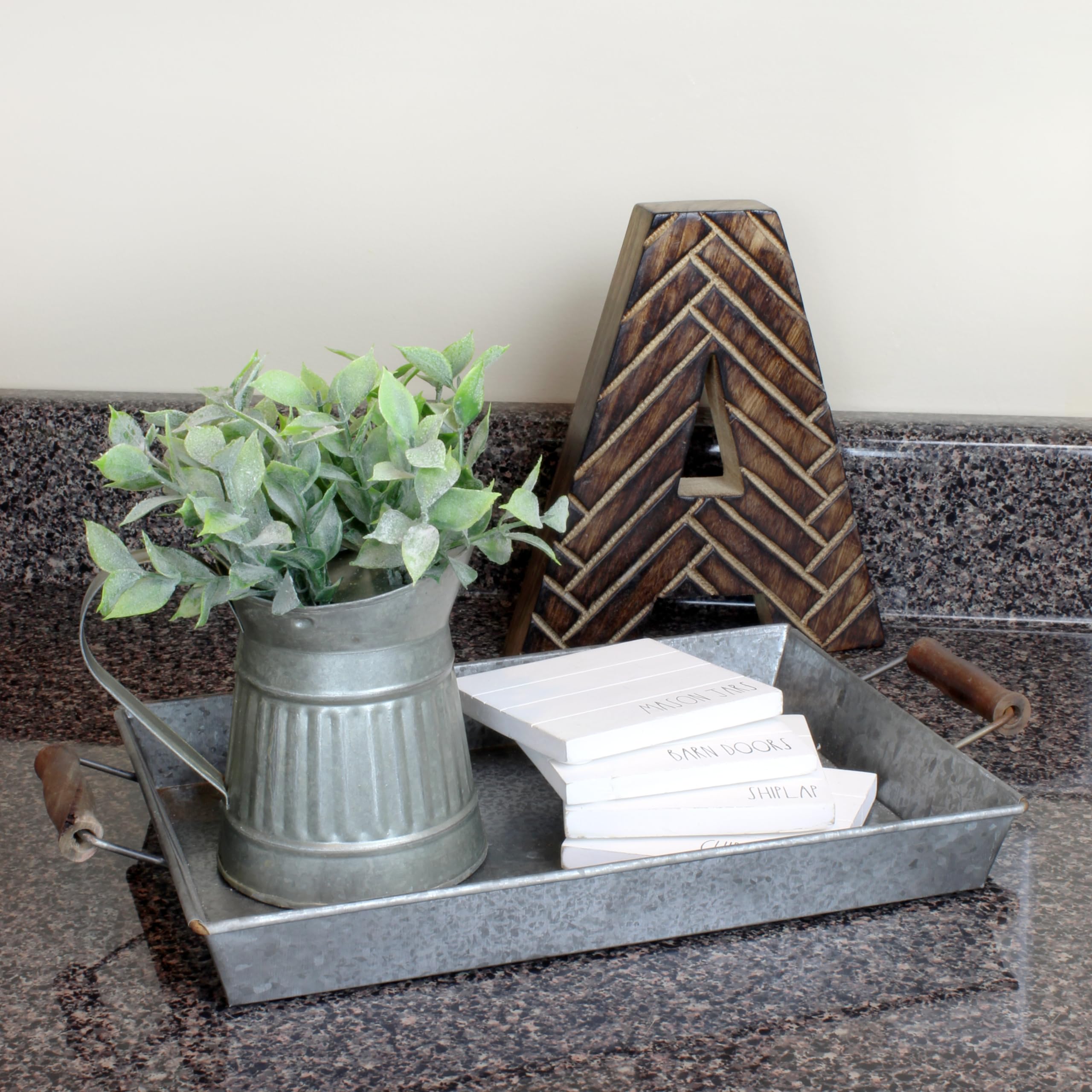 Auldhome Farmhouse Galvanized Toothbrush Holder; Pitcher-Shaped Rustic Bathroom Decor Accessory