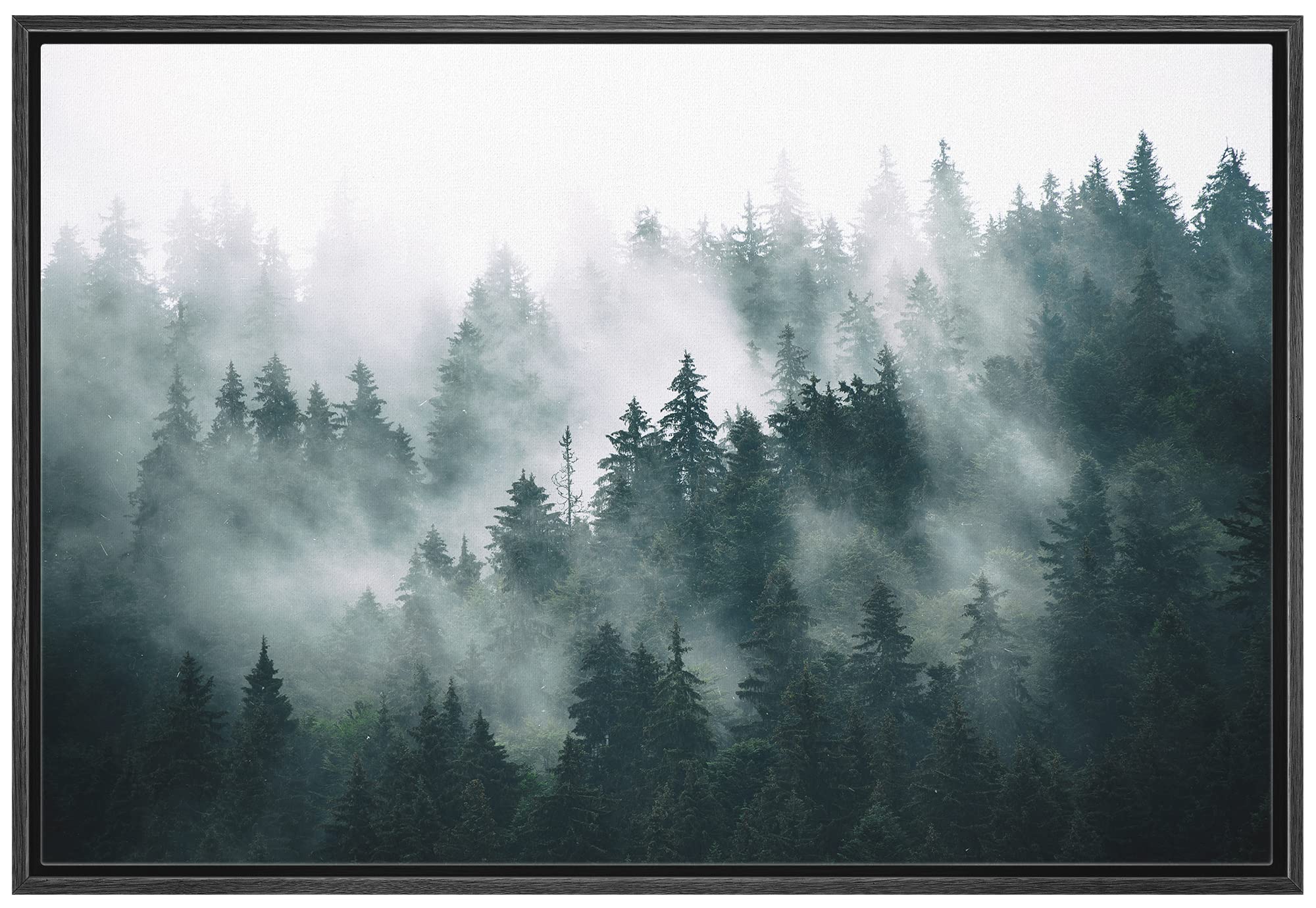 Wall26 Framed Canvas Print Wall Art Misty And Fog Over Dark Mountain Forest Wilderness Nature Photography Modern Art Rustic Land