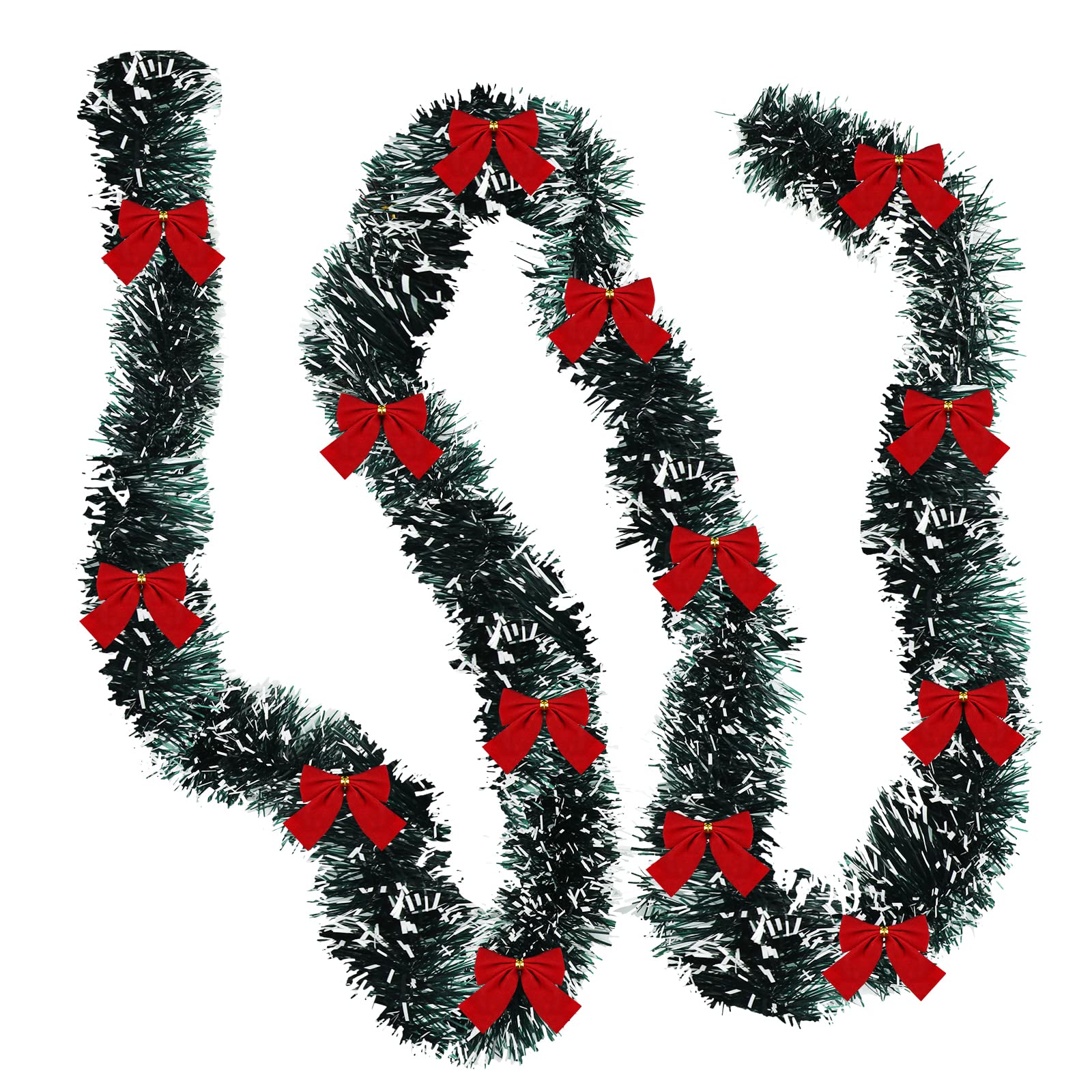 Dilunave 19.7 Feet Christmas Tinsel Garland Artificial Christmas Garland Xmas Metallic Twist Hanging Garland Fireplace Mantel Wr