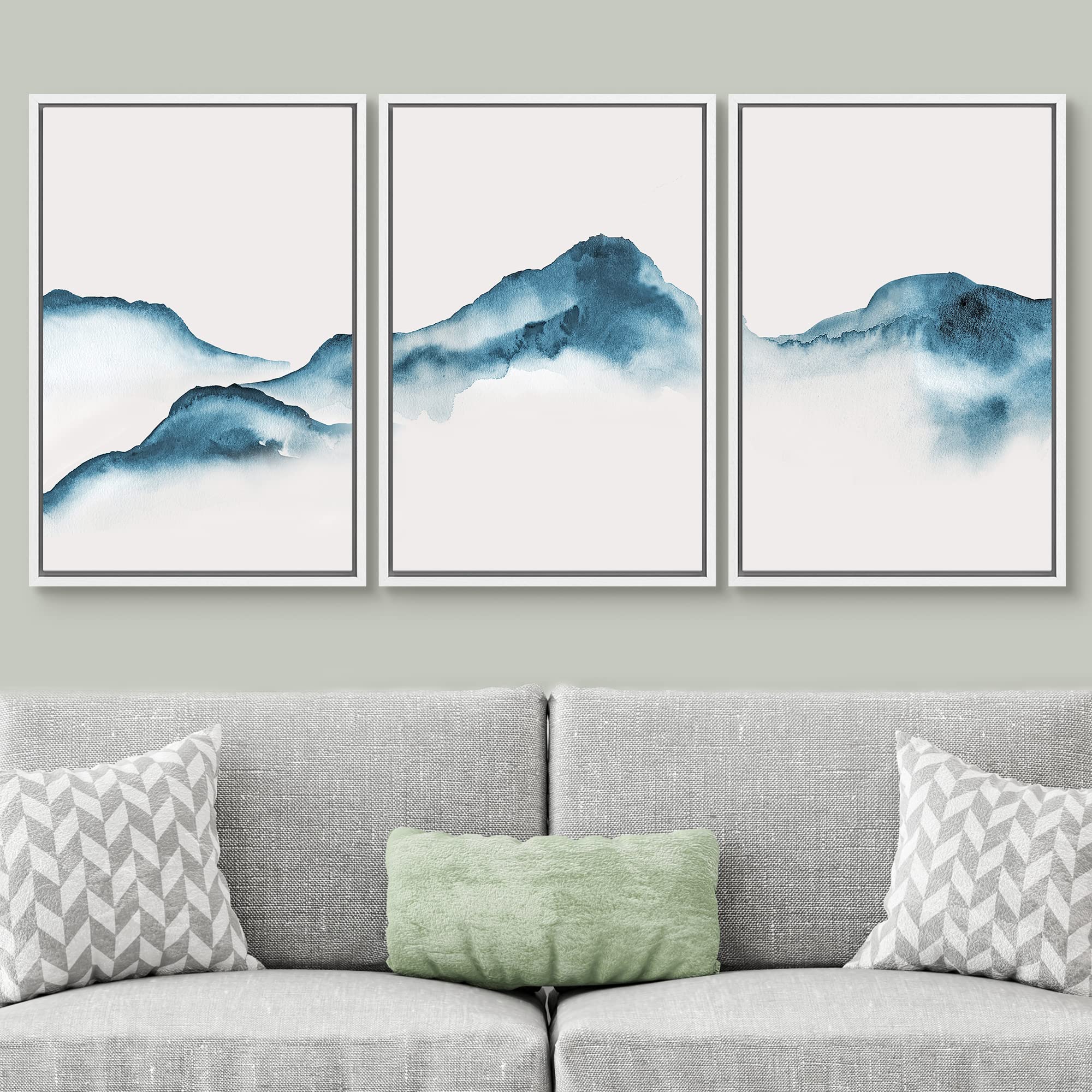 Signwin 3 Piece Framed Canvas Wall Art Abstract Mountaincanvas Prints Home Artwork Decoration For Living Room,Bedroom - 24''X36'