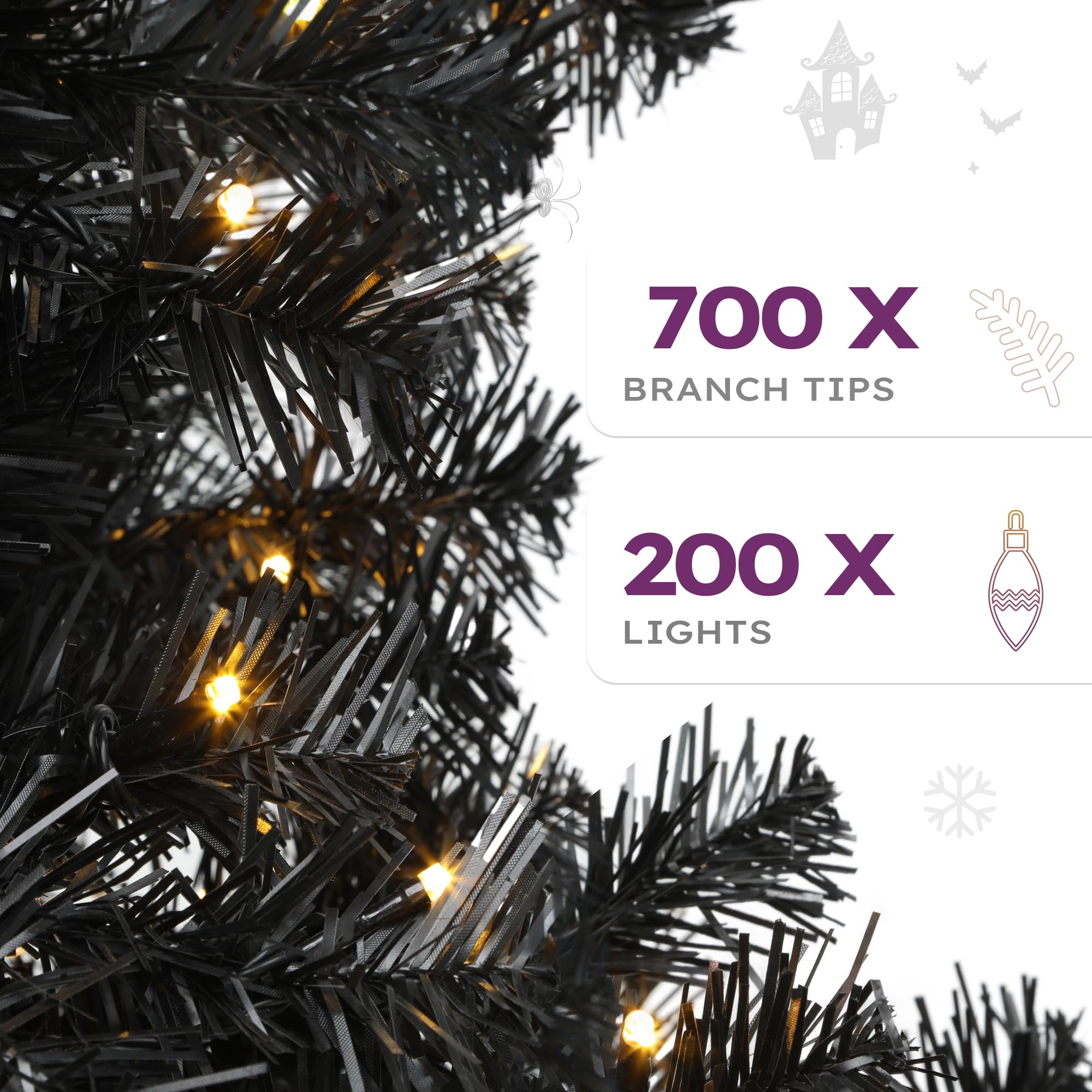 YITAHOME Pre-Lit Artificial Pencil Christmas Tree 6 FT with Remote, Fraser Fir, Slim Green Christmas Tree with 700 Branch Tips a