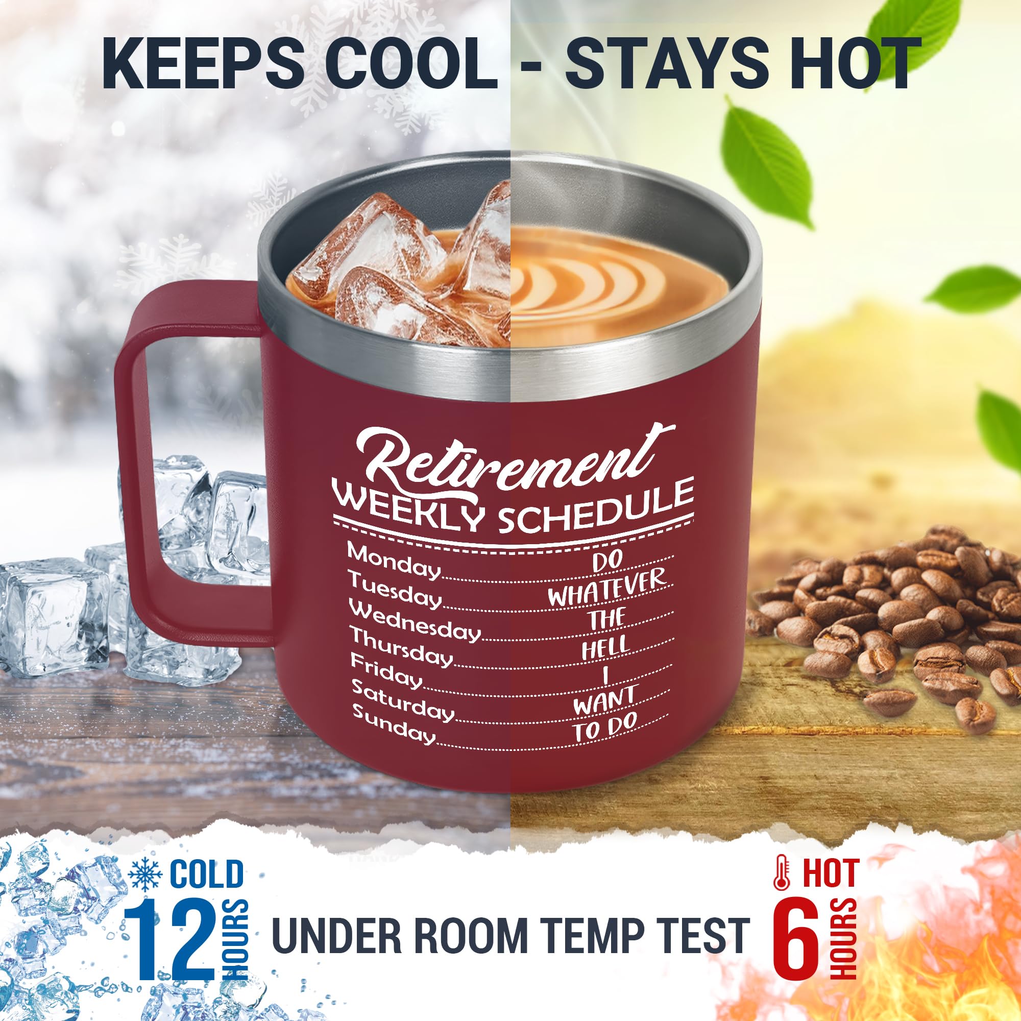 AXIARA Funny Retirement Gifts for Women Men - 14 Oz Stainless Steel Insulated Coffee Mug With Lid - Birthday Retired Goodbye Far