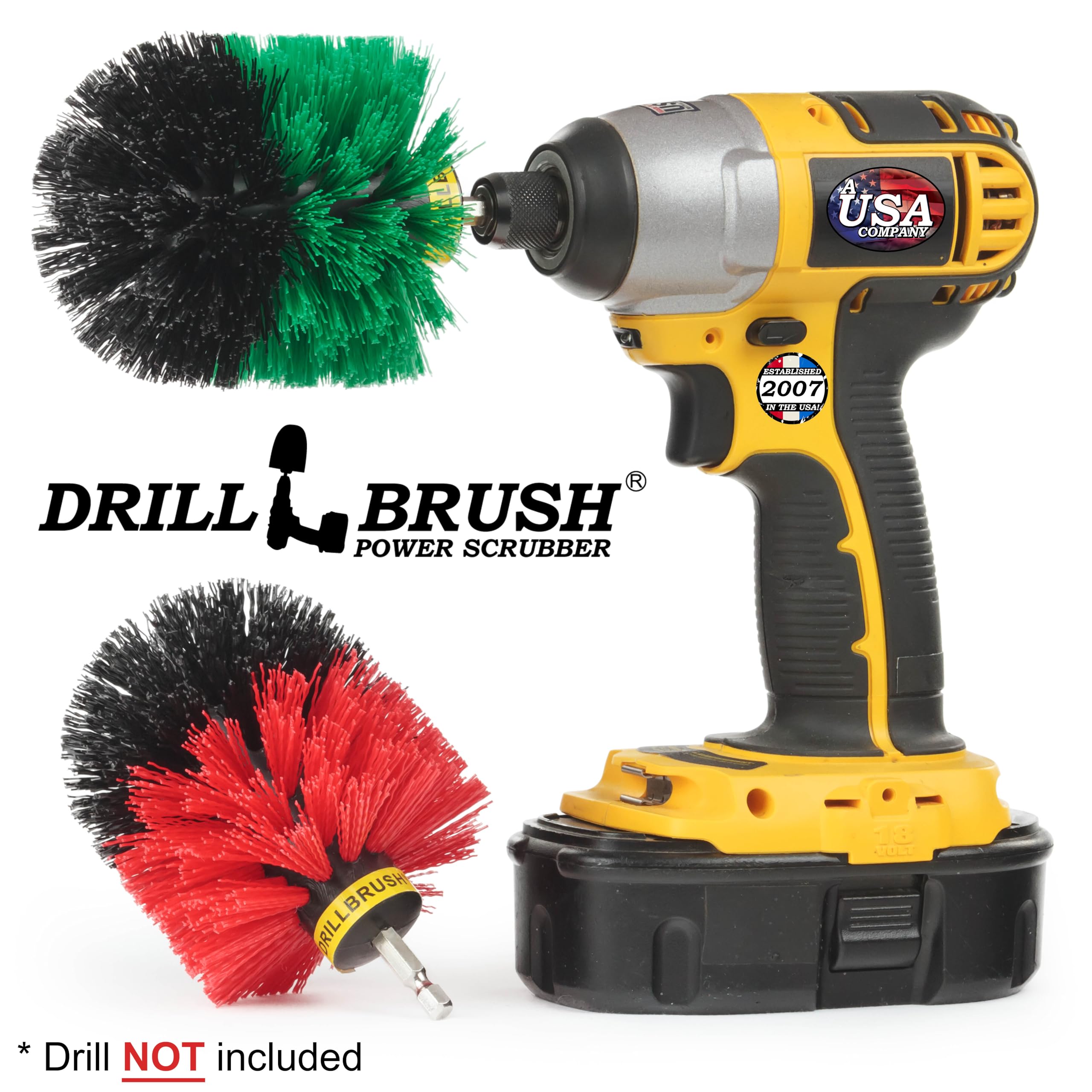 Drill Brush Power Scrubber - Kitchen Cleaning - Dish Brush - Pots And Pans - Cast Iron Cookware - Tile And Grout Brush - Outdoor