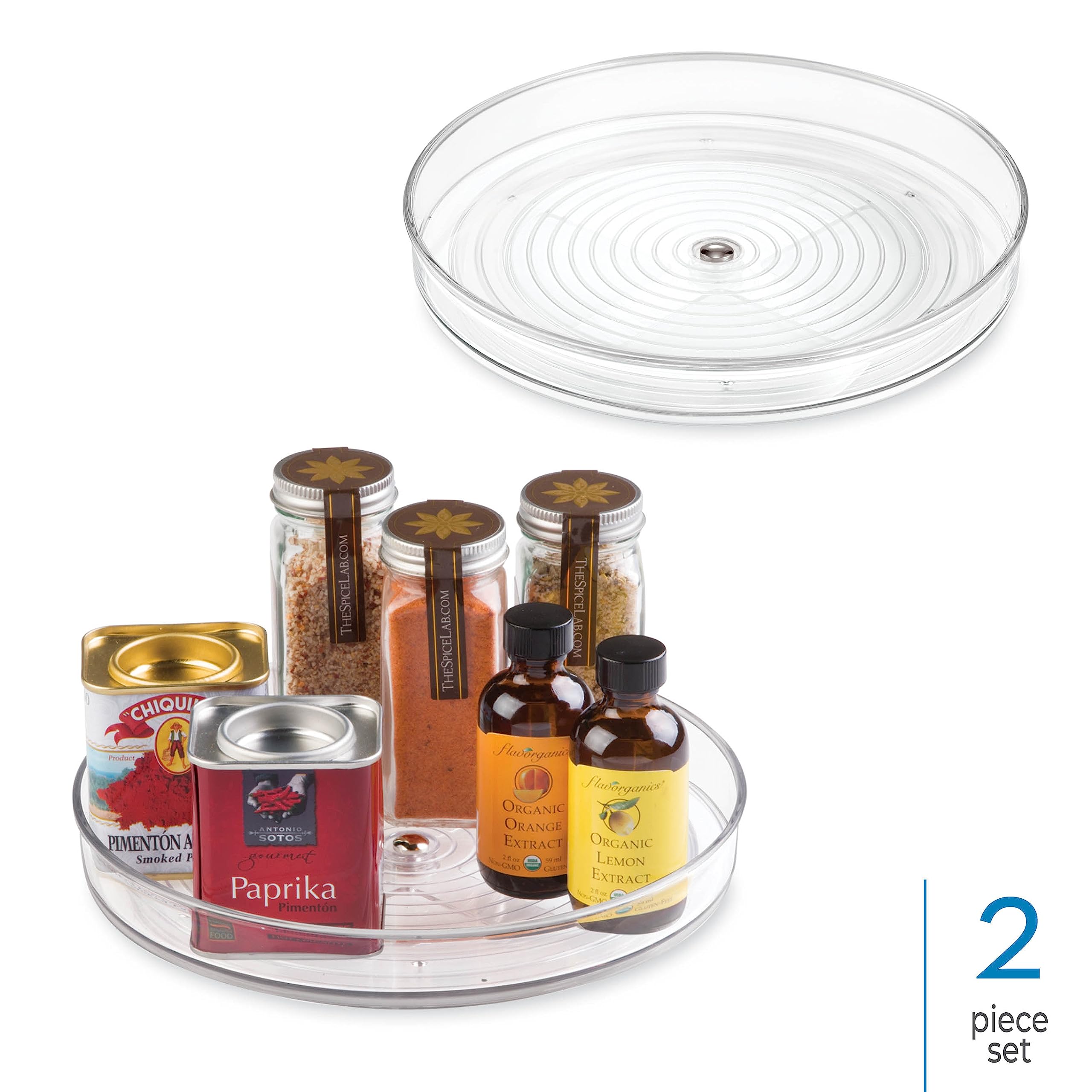 Idesign Linus Turntable, Kitchen Pantry Or Countertop Organization, 9'' Inch, Clear, 2 Count