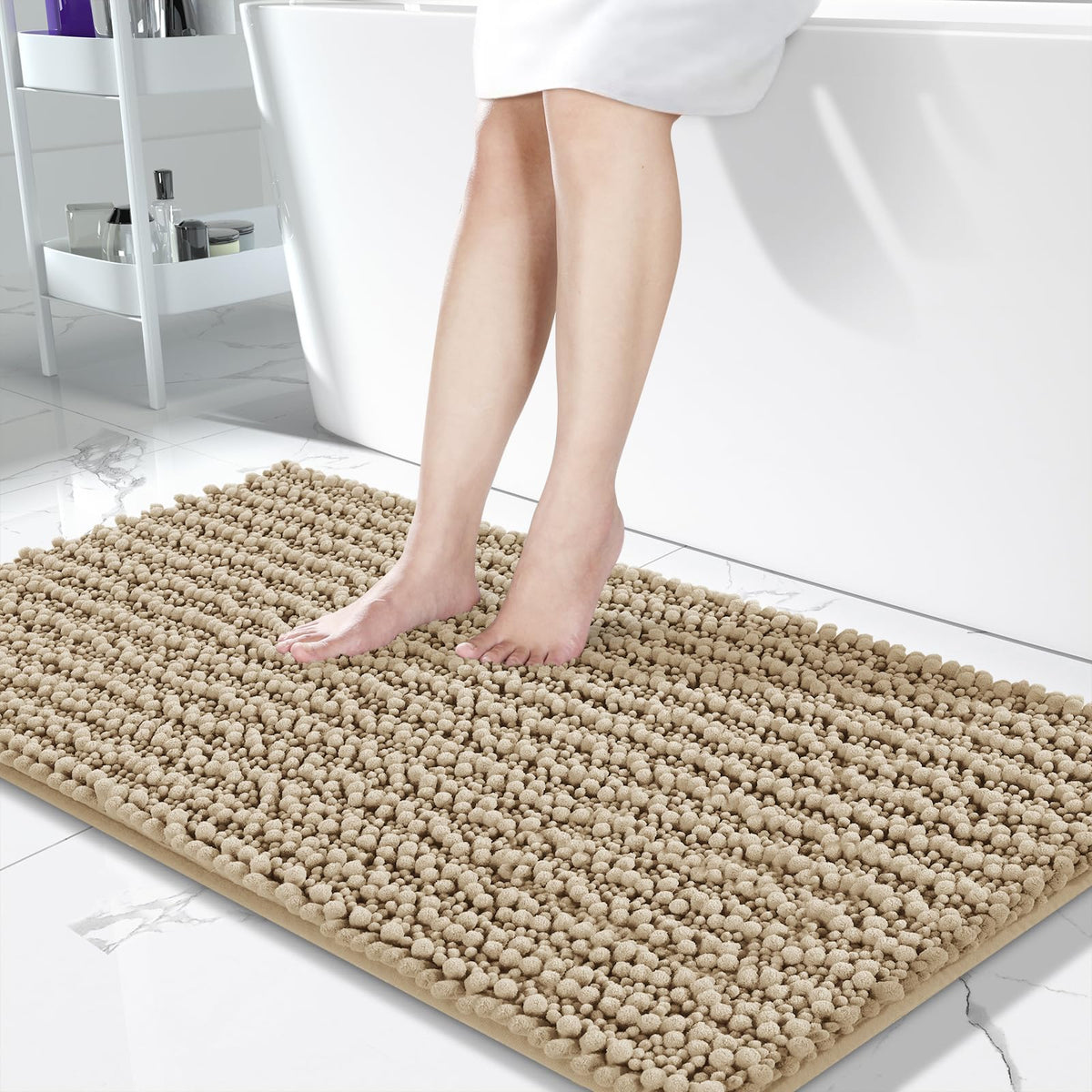 Yimobra Long Bathroom Rug Mat, 44 X 24, Non Slip Soft Absorbent Water, Machine Washable Quick Dry, Thick Modern Bathroom Bedroom