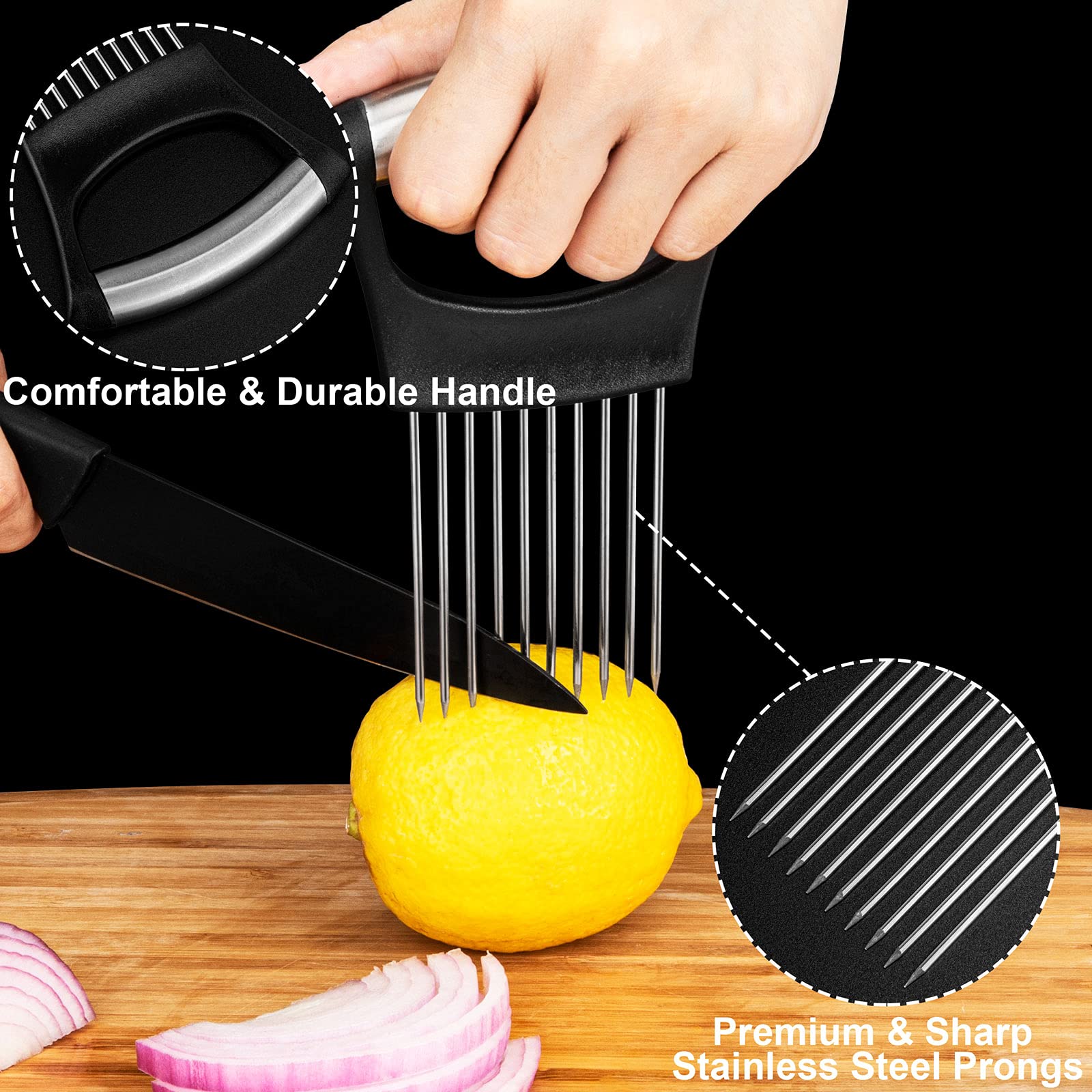 Esinam Onion Slicer Holder, Premium Vegetable Slicer Cutter For Potato And Tomato, Sharp Stainless Steel Food Slicer Assistant T