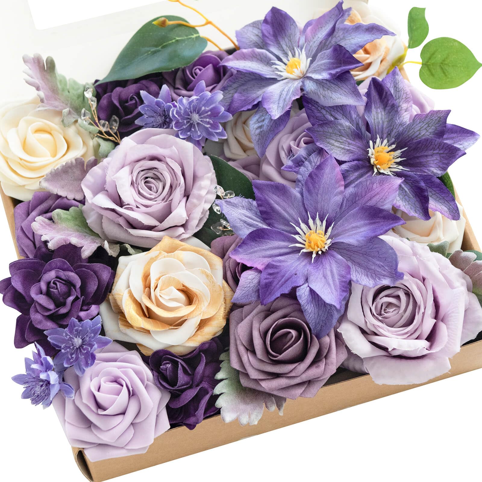 Lings Moment Artificial Flowers Box Set for DIY Wedding Bouquets Centerpieces Arrangements Party Baby Shower Home Decorations (