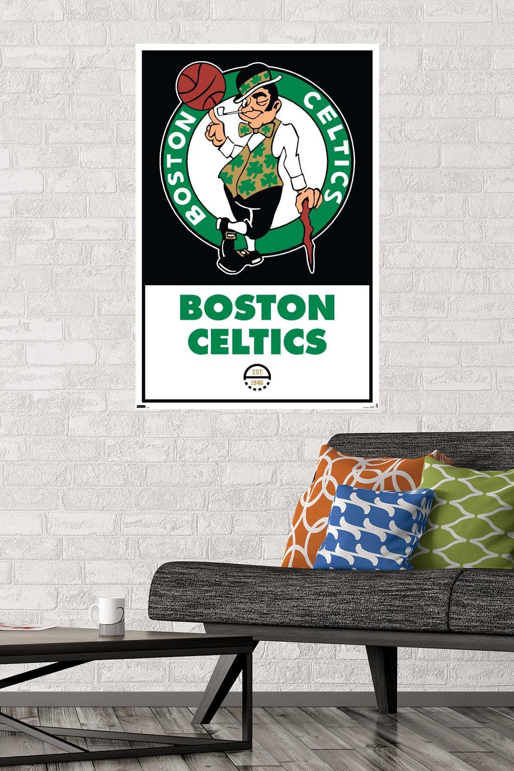 Trends International Nba Boston Celtics - Logo 21 Wall Poster, 22.375'' X 34'', Premium Poster & Mount Bundle