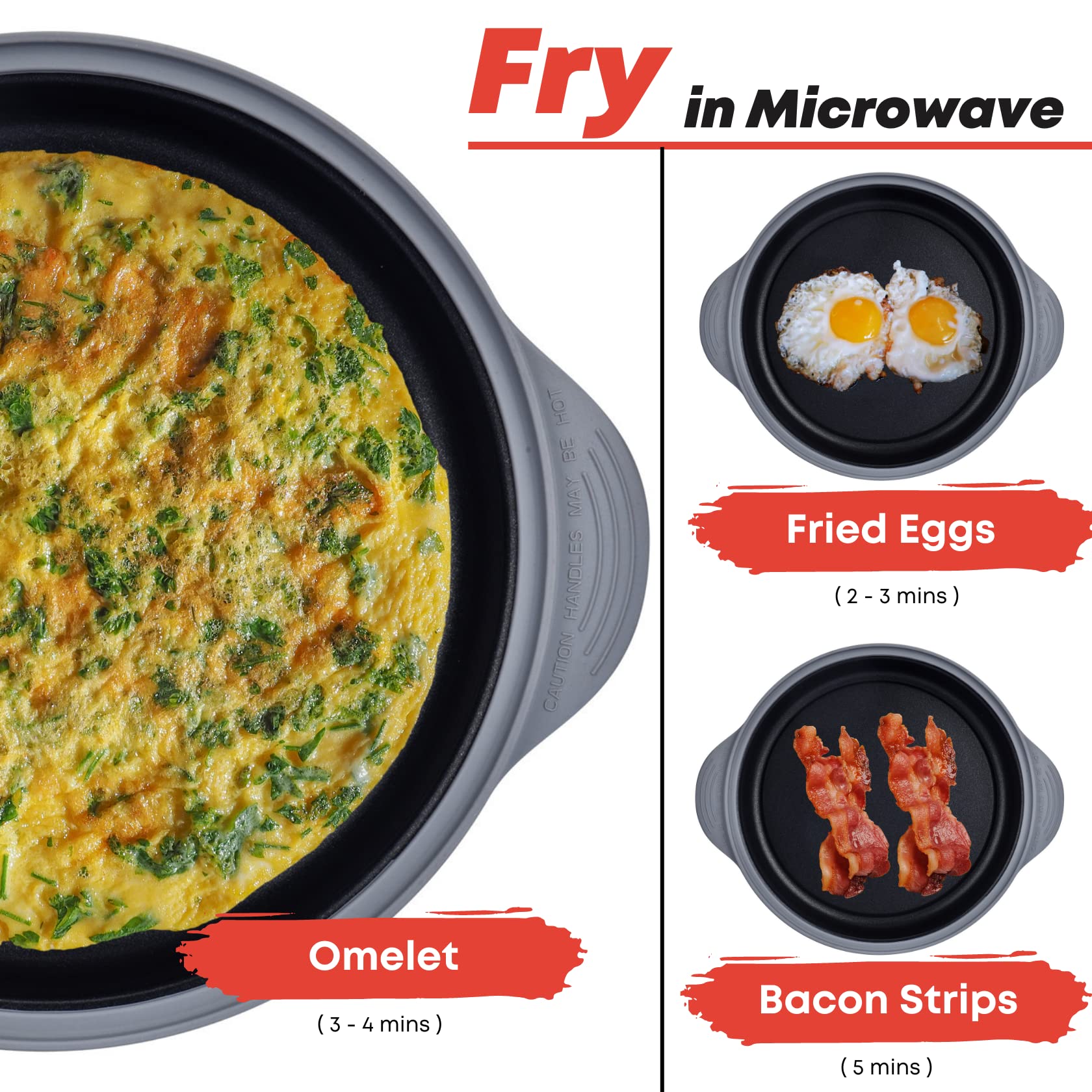 Maconee Microwave Frying Pan Skillet, Grill & Crisper Pan With Lid Allows You To Fry, Sizzle, And Brown Foods In The Microwave,