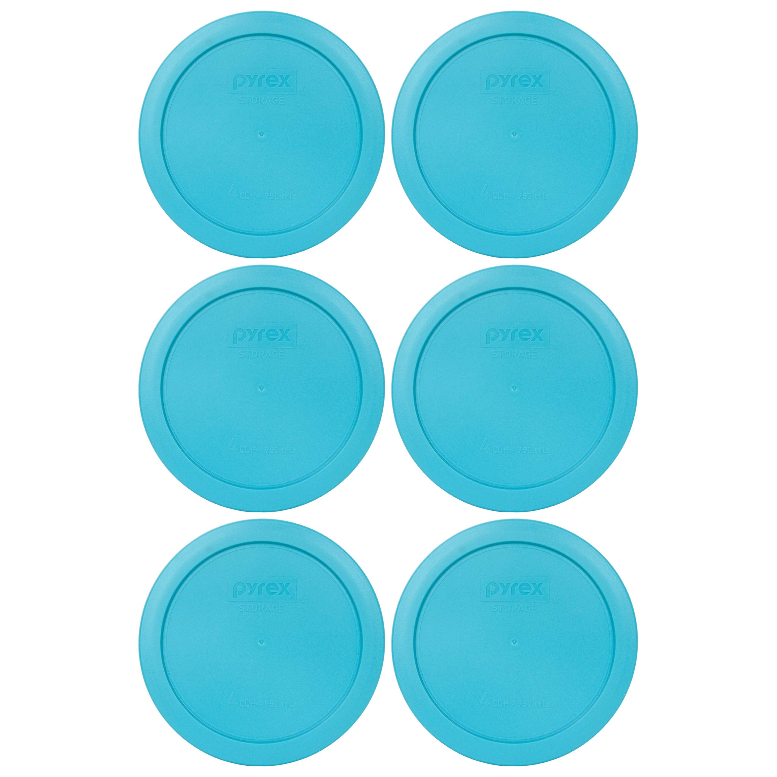 Pyrex 7201-Pc 4 Cup Surf Light Blue Round Plastic Food Storage Lid - 6 Pack