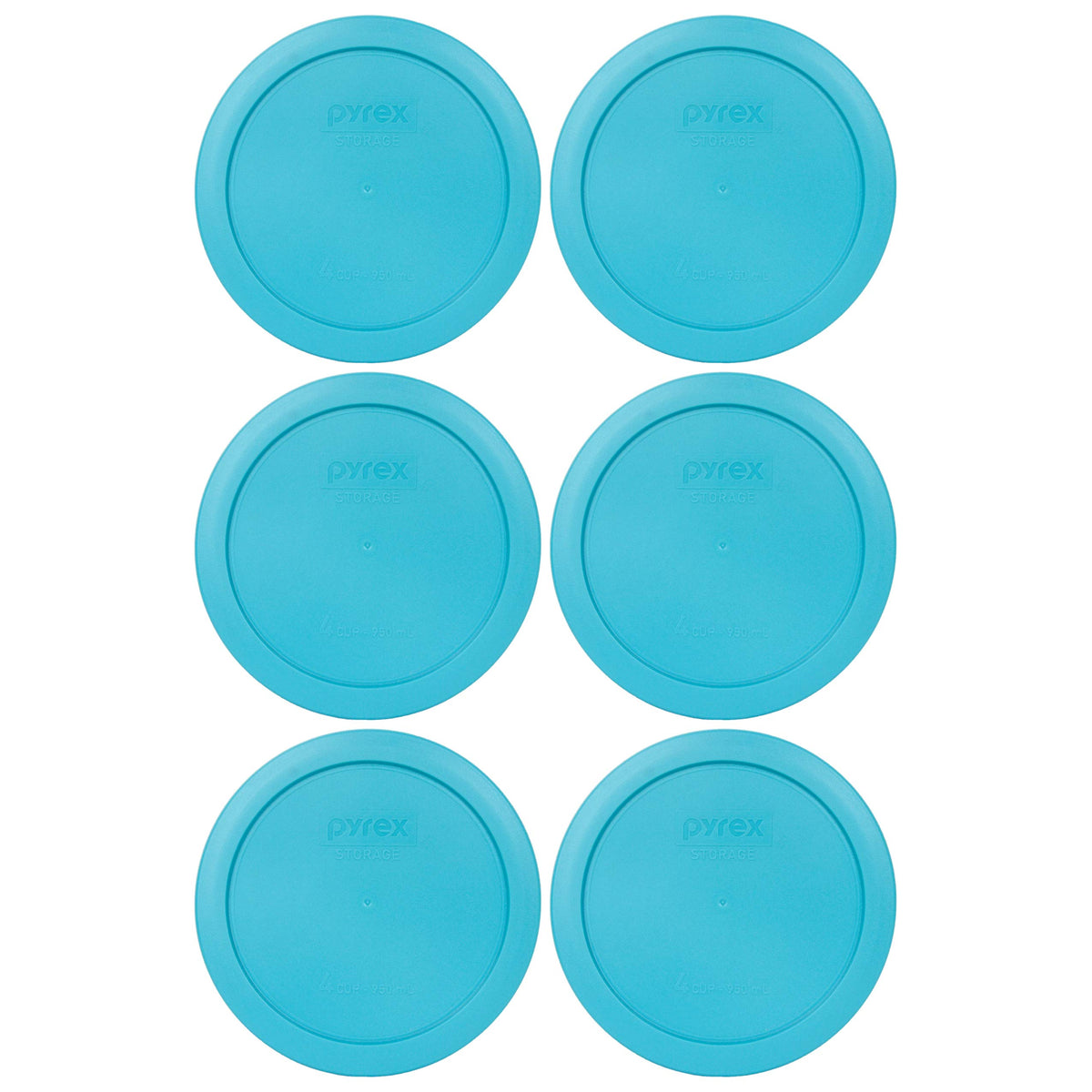 Pyrex 7201-Pc 4 Cup Surf Light Blue Round Plastic Food Storage Lid - 6 Pack