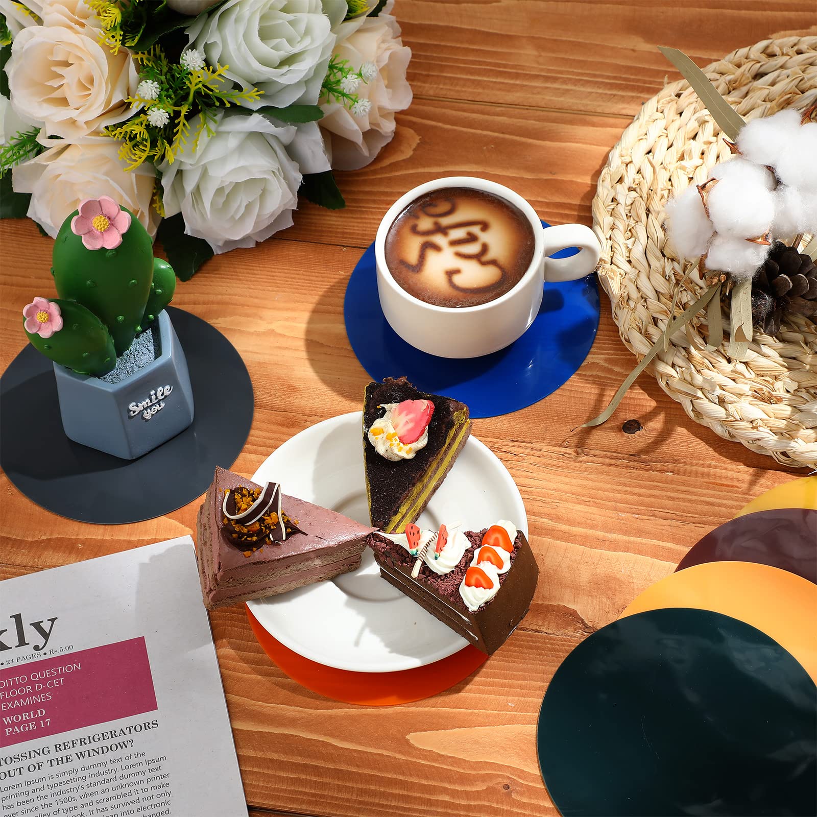 Chuangdi 8 Pcs Jar Opener Rubber Jar Gripper Pads 5'' Round Coasters Heat Insulation Pad Trivet Non Tear Multi-Purpose Bottle Li