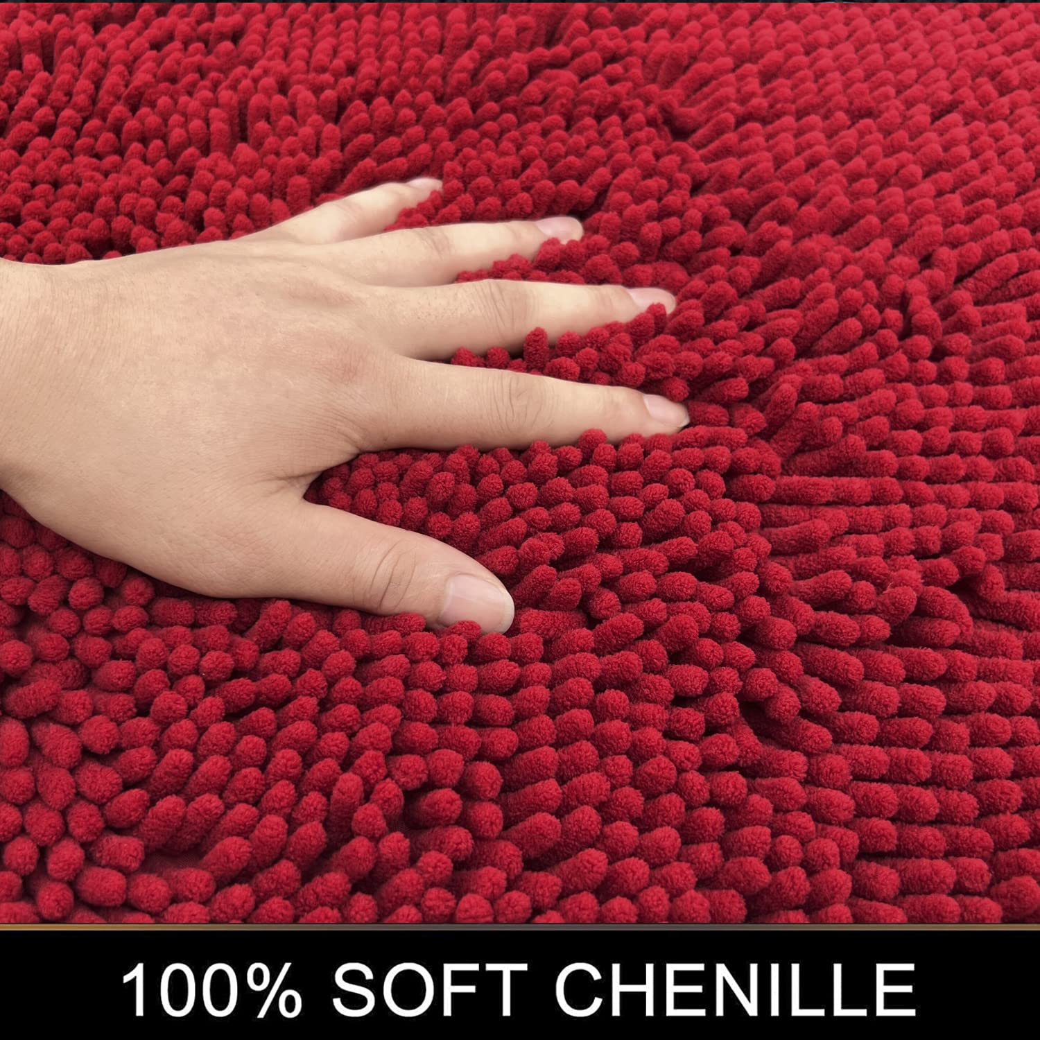 Rug Mat, 24X16+20X32, Luxury Chenille Shaggy Microfiber Bath Rugs Set, Bathroom Rugs Non-Slip Washable, Extra Soft & Thick, Ultr