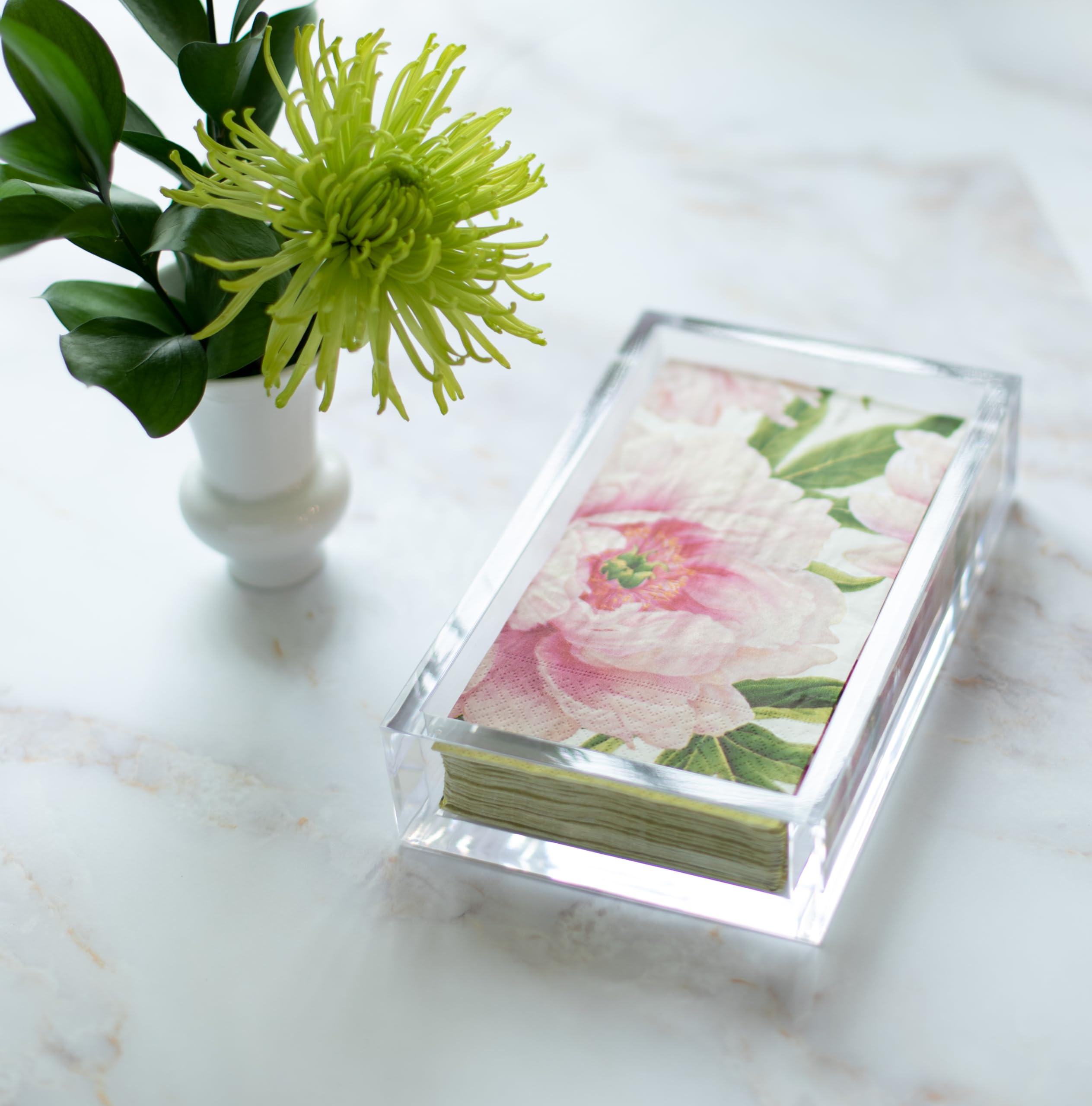 Caspari Napkin Holder, Guest Towel, Clear