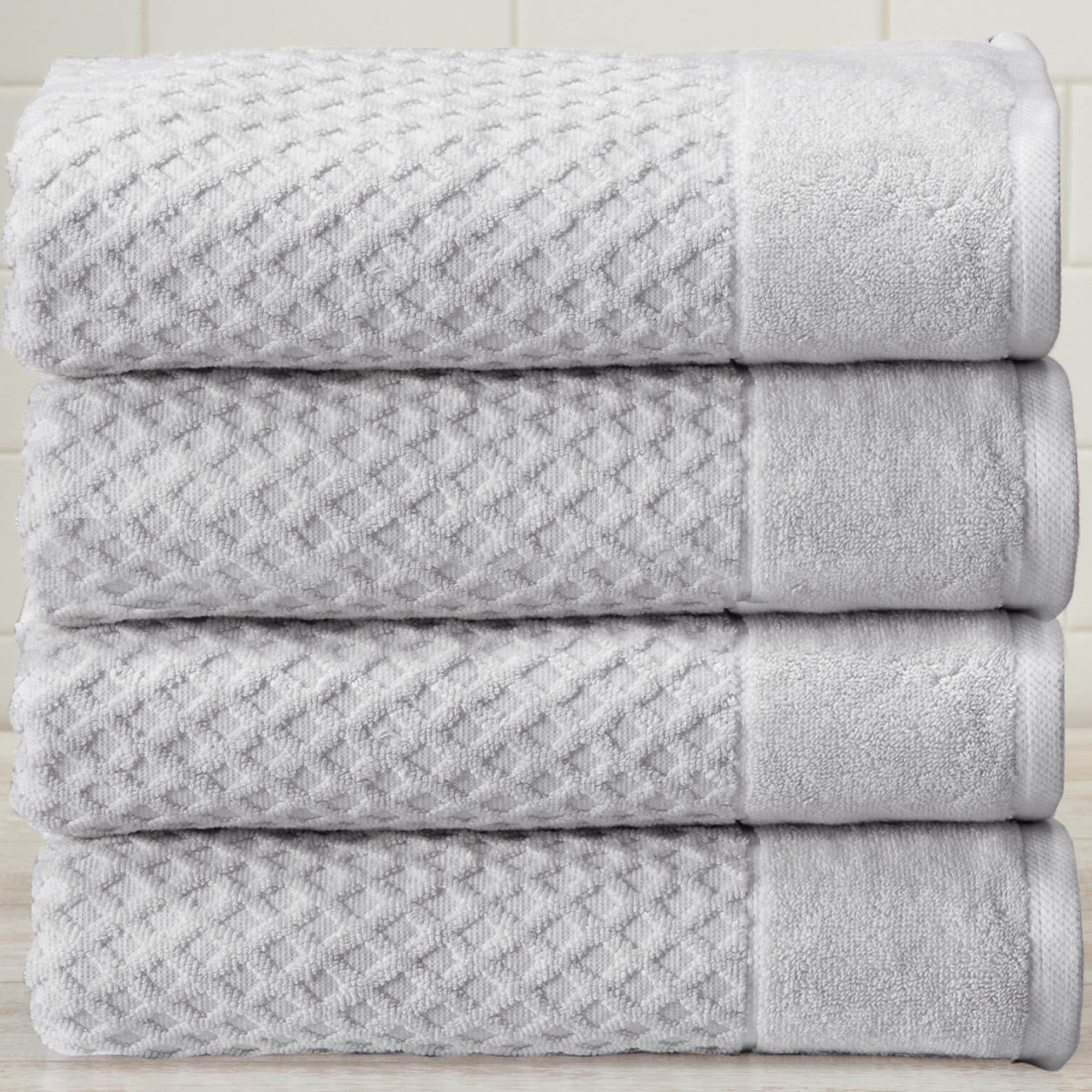 Great Bay Home 100% Cotton Grey Bath Towel Set  4 Soft Bath Towels (30 X 52 Inches)  Highly Absorbent, Quick Dry Bath Towels  Gr