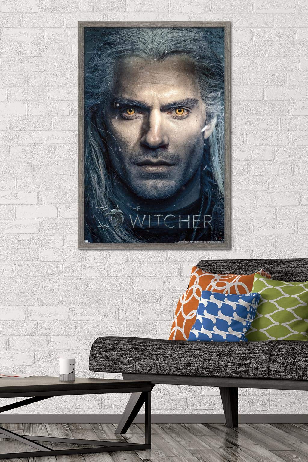 Trends International Netflix The Witcher - Closeup Wall Poster, 22.375'' X 34'', Barnwood Framed Version