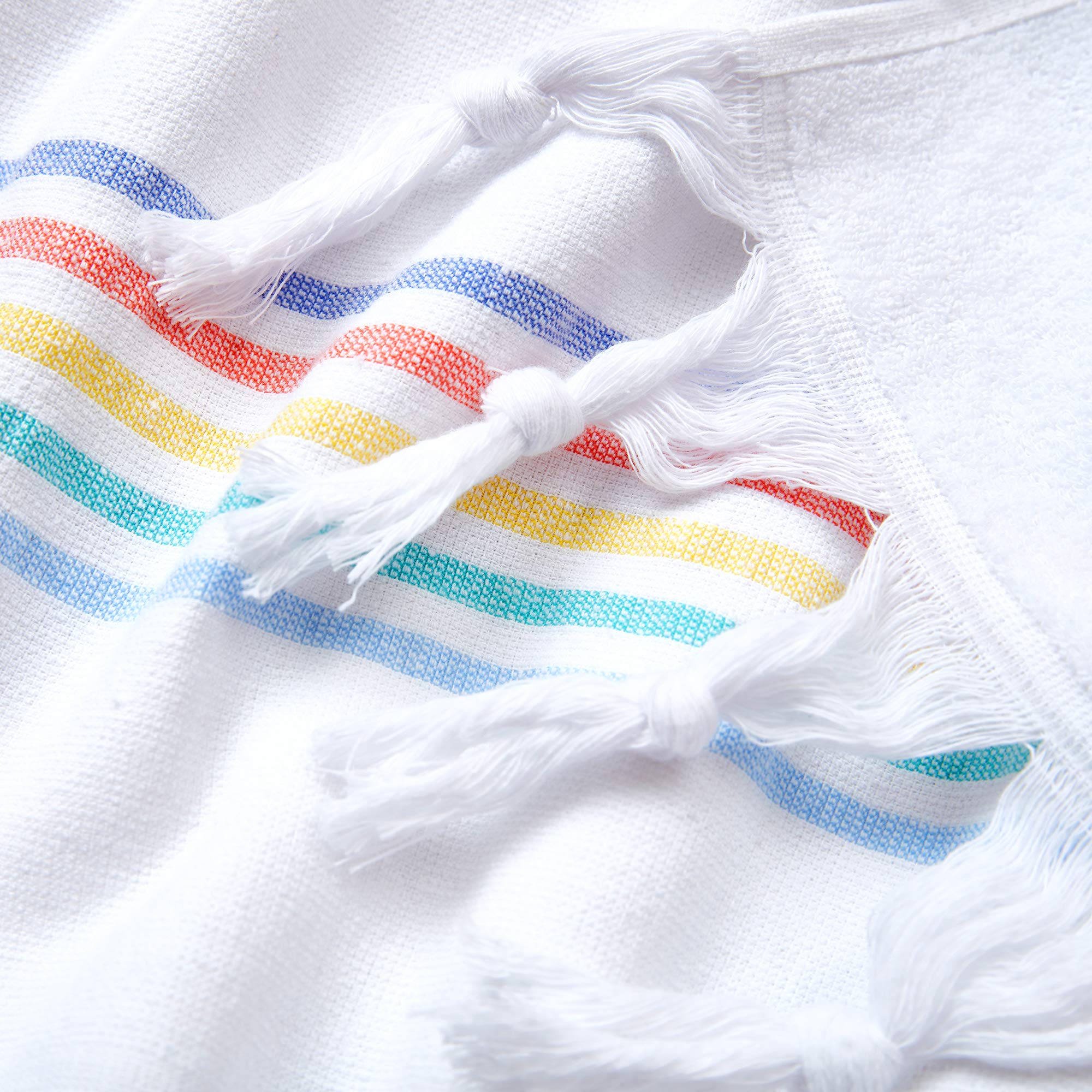 Laguna Beach Textile Co. Soft Turkish Fouta Beach Towel - Rainbow Stripe, 400 Gsm