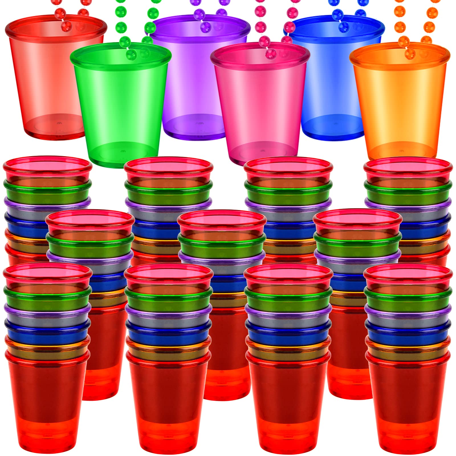 72 Pieces Shot Glass On Beaded Necklace Shot Glass Necklaces Plastic Shot Cup Necklace For Team Groom And Bride Supplies Bachelo