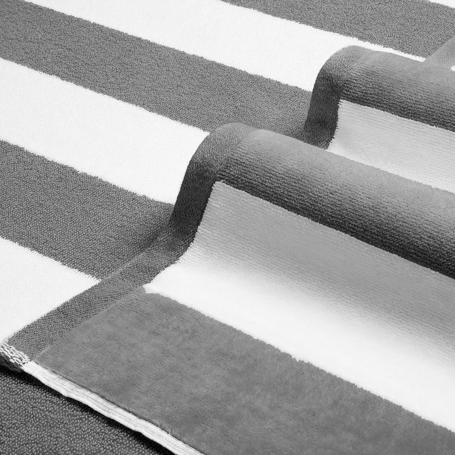 LULUHOME Plush Oversized Beach Towel - Fluffy Cotton Thick 36 x 70 Inch Gray Striped Pool Towels  Large Summer Cabana Swimming Towel for Adults