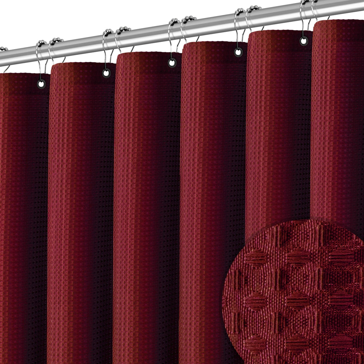 Pangsinne 60 Inch Stall Shower Curtain - Waffle Weave Heavy Duty Thick Fabric Shower Curtains For Bathroom, Weighted Hotel Spa L
