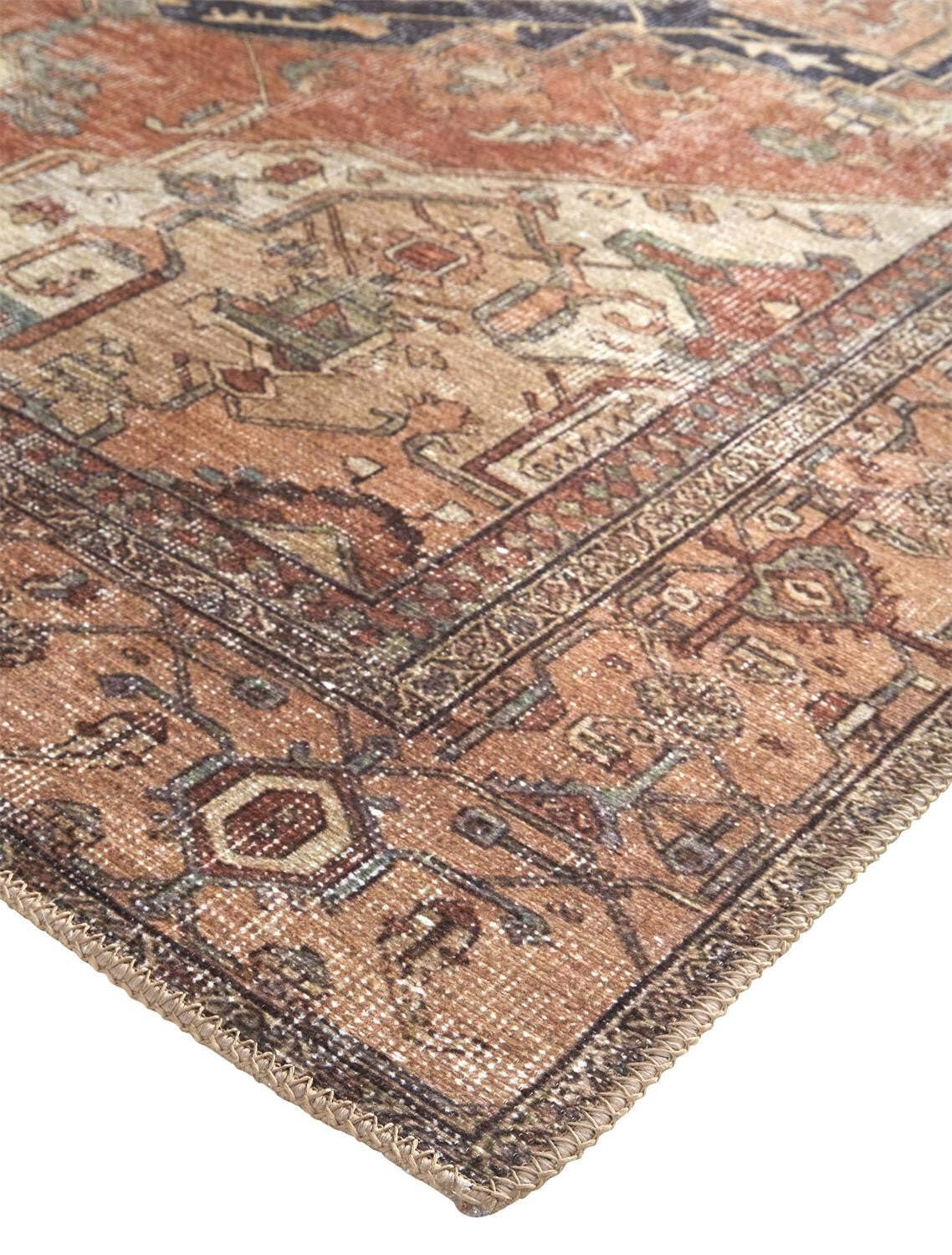 5 X 8 Orange Brown And Taupe Abstract Area Rug 5 x 8