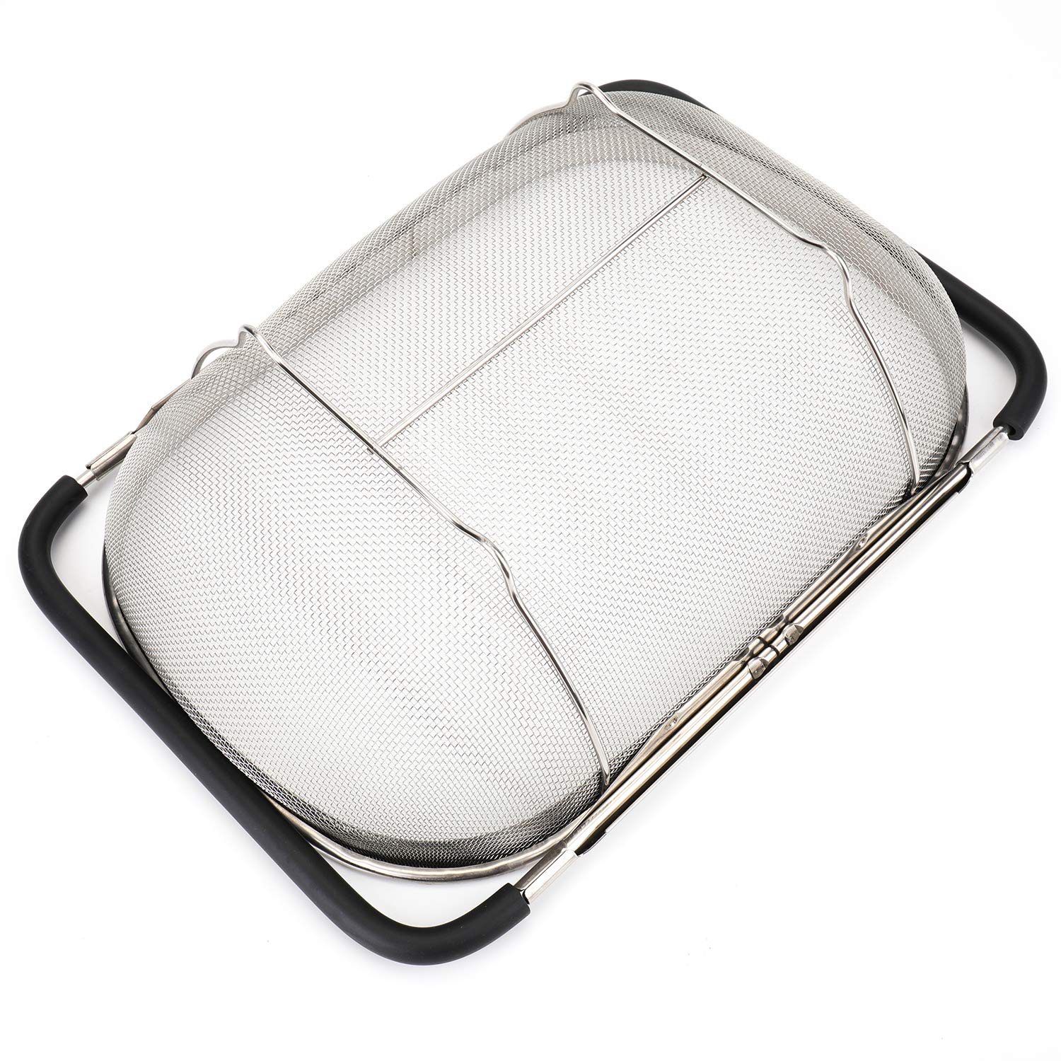 Suwimut 2 Pack Over The Sink Oval Colander For Kitchen, Stainless Steel Fine Mesh 6 Quart Strainer Basket With Expandable Rubber