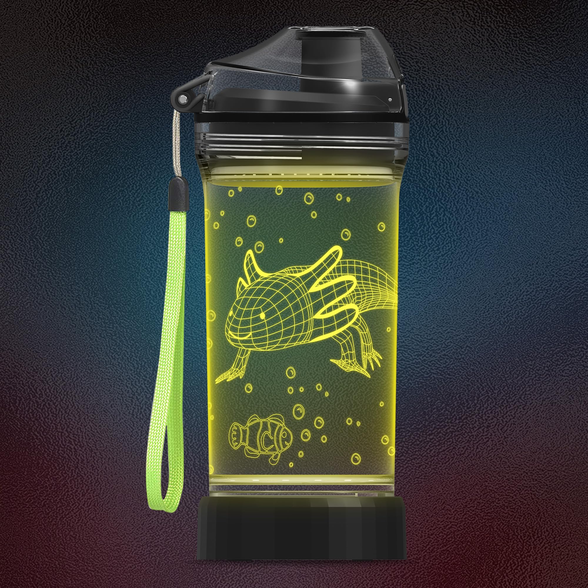 CoolGift Mart Axolotl Water Bottle, Light Up 3D Salamander Design, 14oz Tritan BPA Free - Best Gift for 4 5 6 7-Year-Old Boys Gi