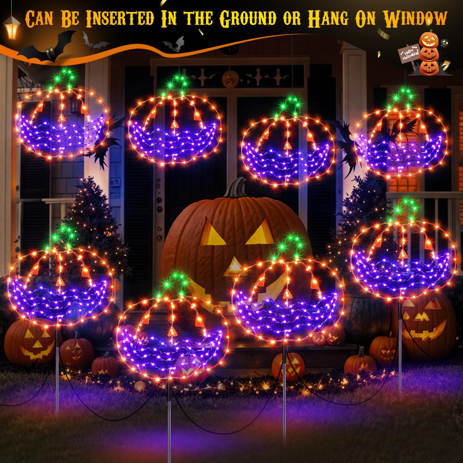 Enhon Halloween Lights Outdoor Decoration, 4 Pack Halloween Walkway Lights, 4 Light Modes Remote Control Timing Function Lighted