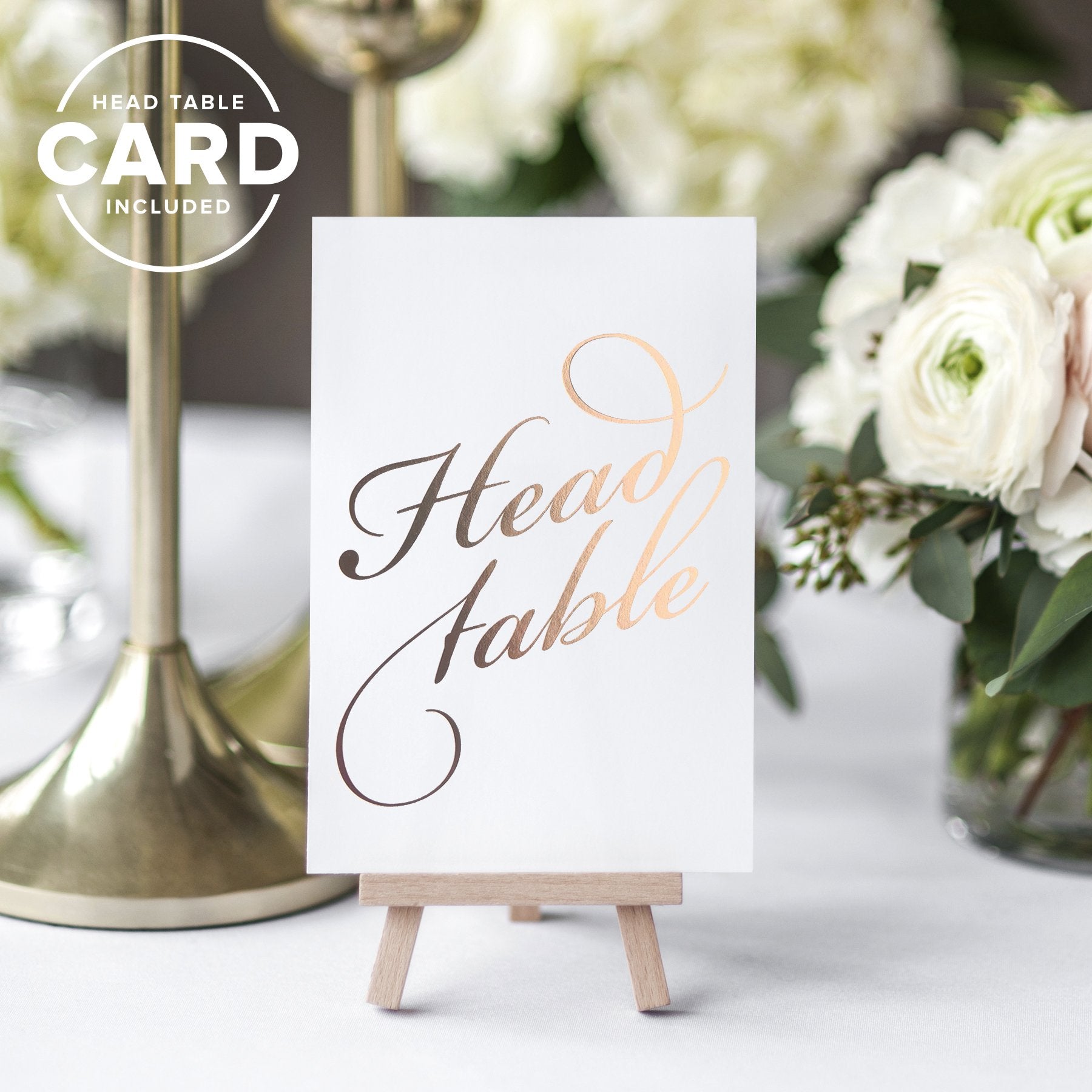 Bliss Collections Table Numbers, Rose Gold Foil, Double-Sided Cards Plus Head Table Card For Your Wedding, Reception, Anniversar
